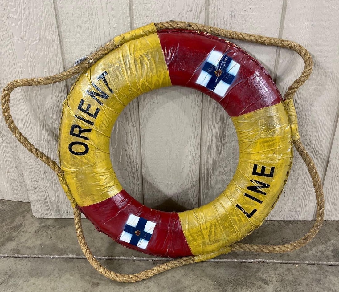 Vtg Orient Line Canvas-Wrapped Lifebuoy (1 of 5)