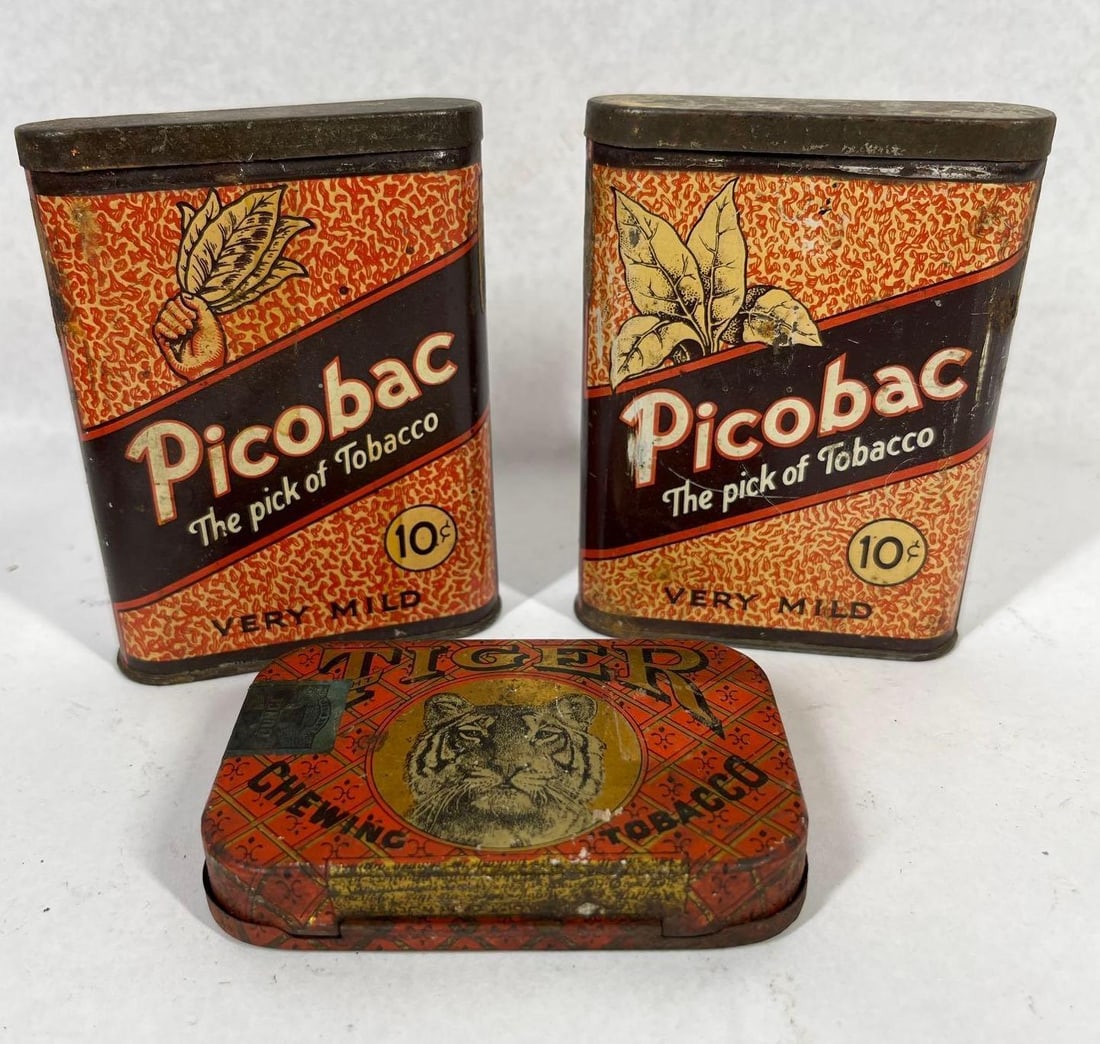 Trio Vtg Picobac & Tiger Tobacco Tins (1 of 5)
