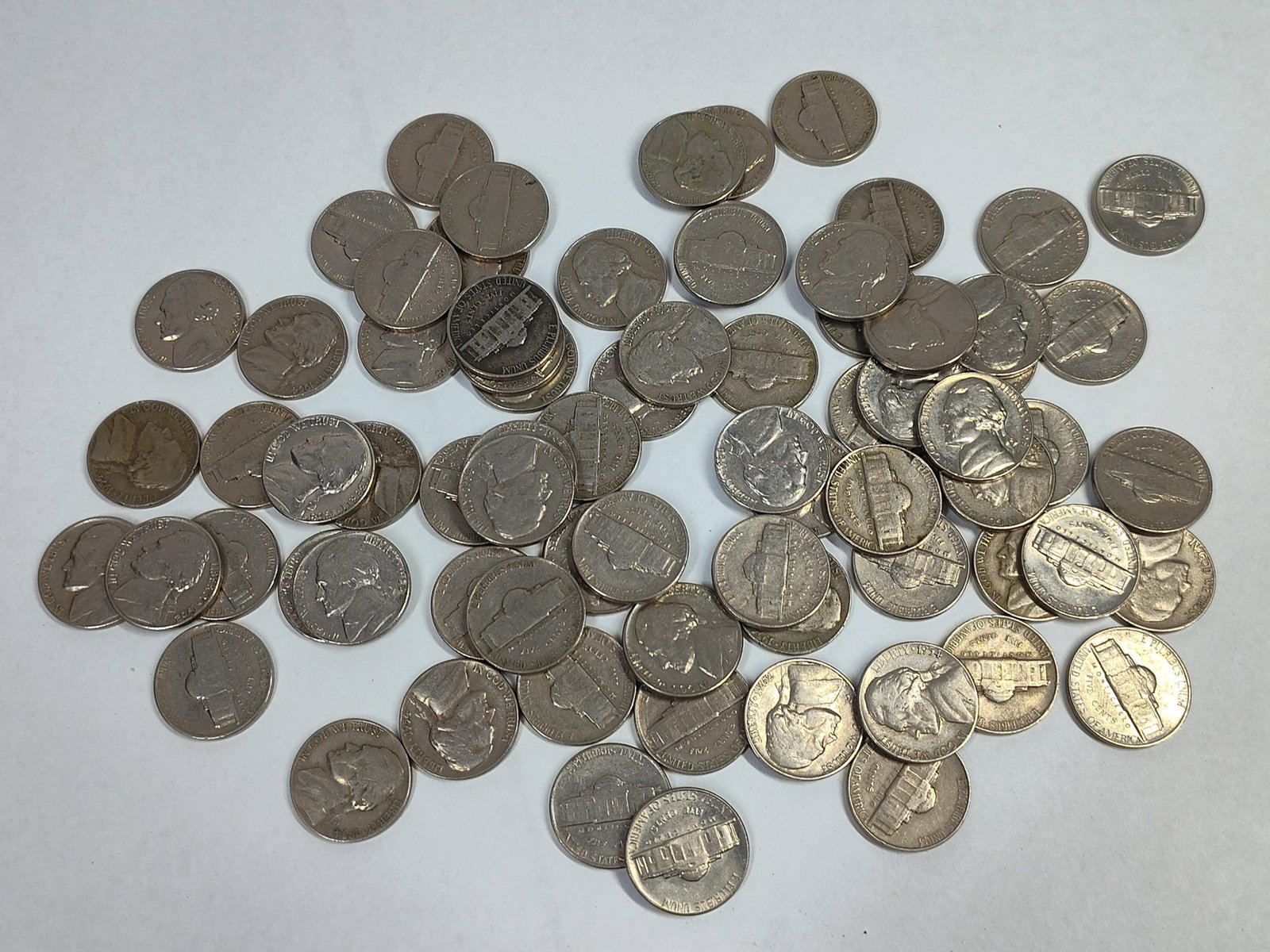 A Collection of 69 US Jefferson Nickels (1 of 2)