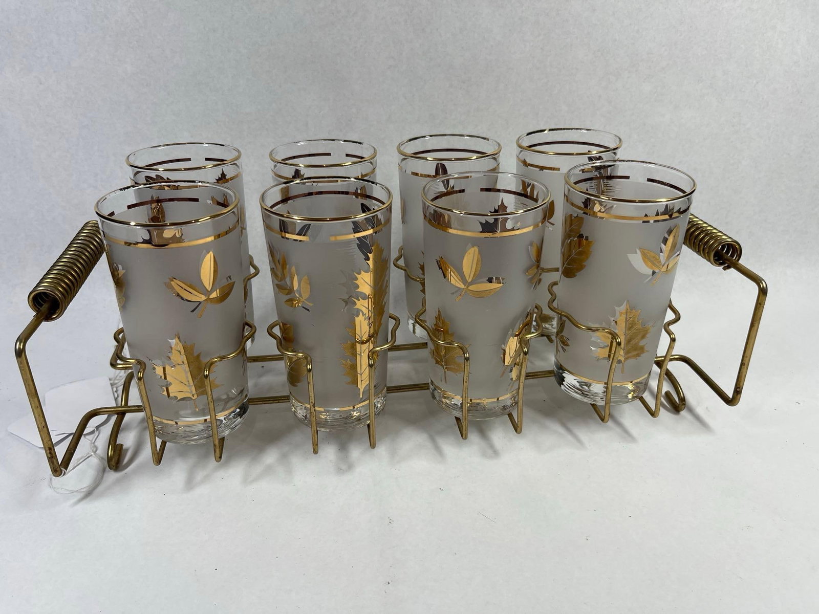8 Gold Leaf Frosted Tumblers w/ Carrier (1 of 4)