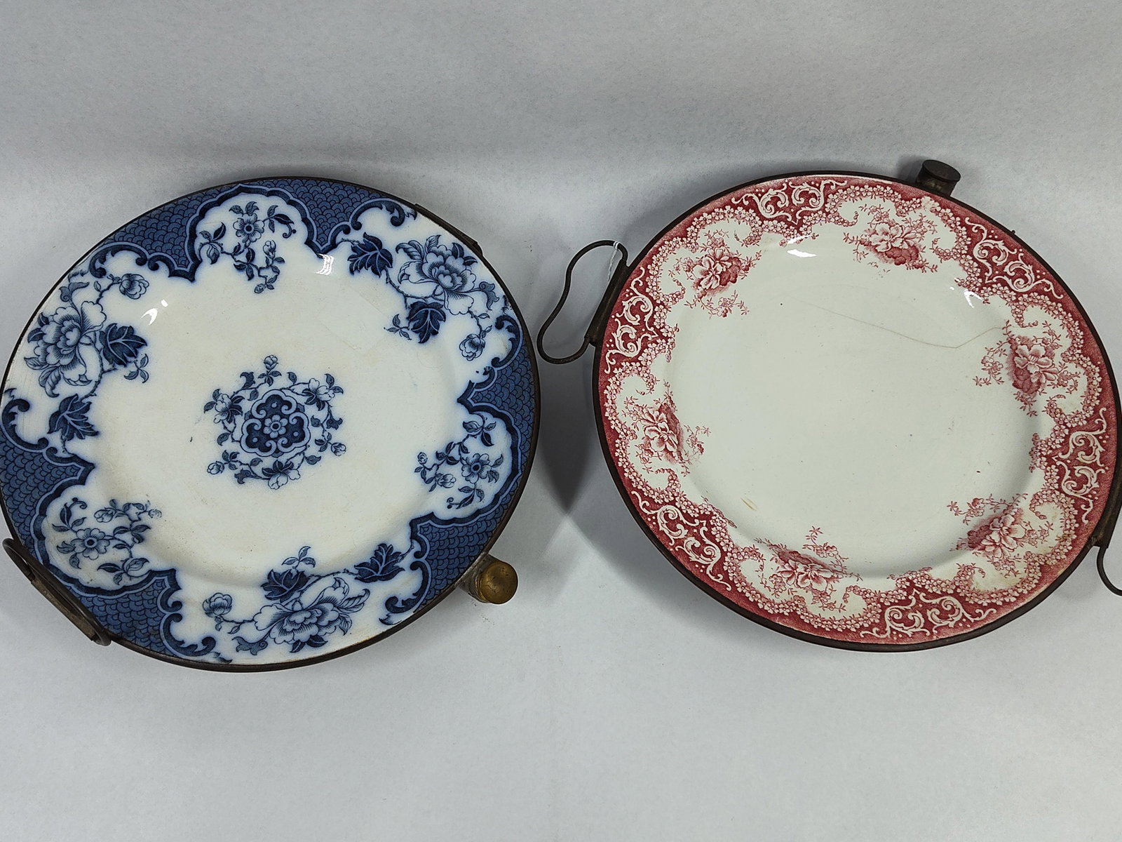 Pair Transferware Metal Warming Plates - 2