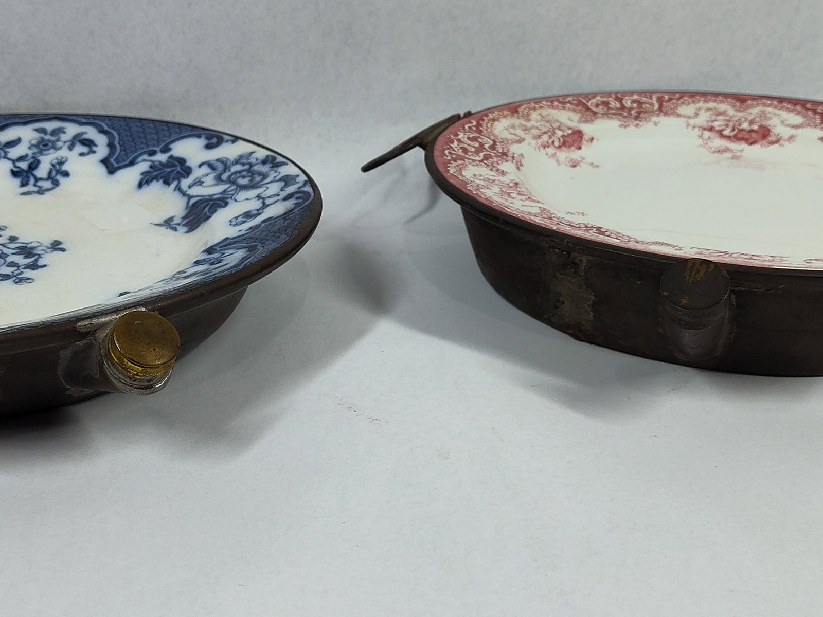 Pair Transferware Metal Warming Plates - 3