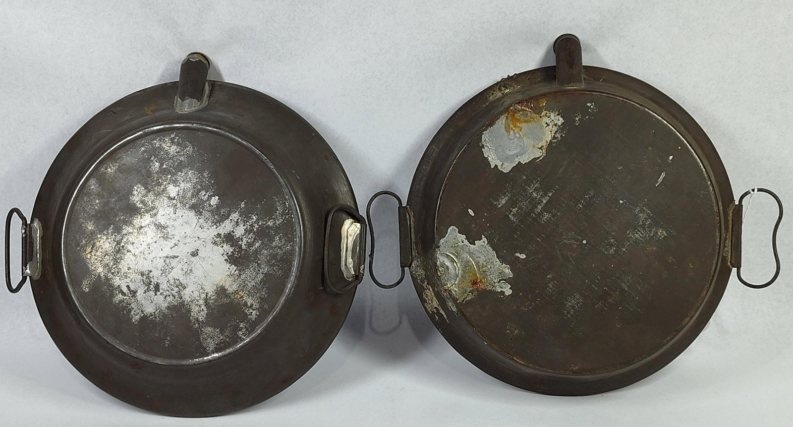 Pair Transferware Metal Warming Plates - 4