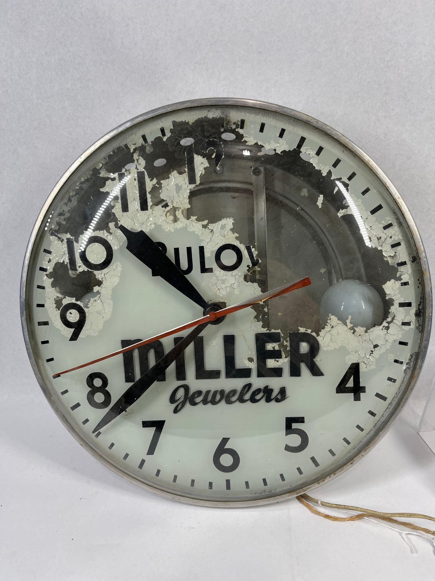 Vtg Bulova Miller Jewelers Wall Clock (1 of 3)