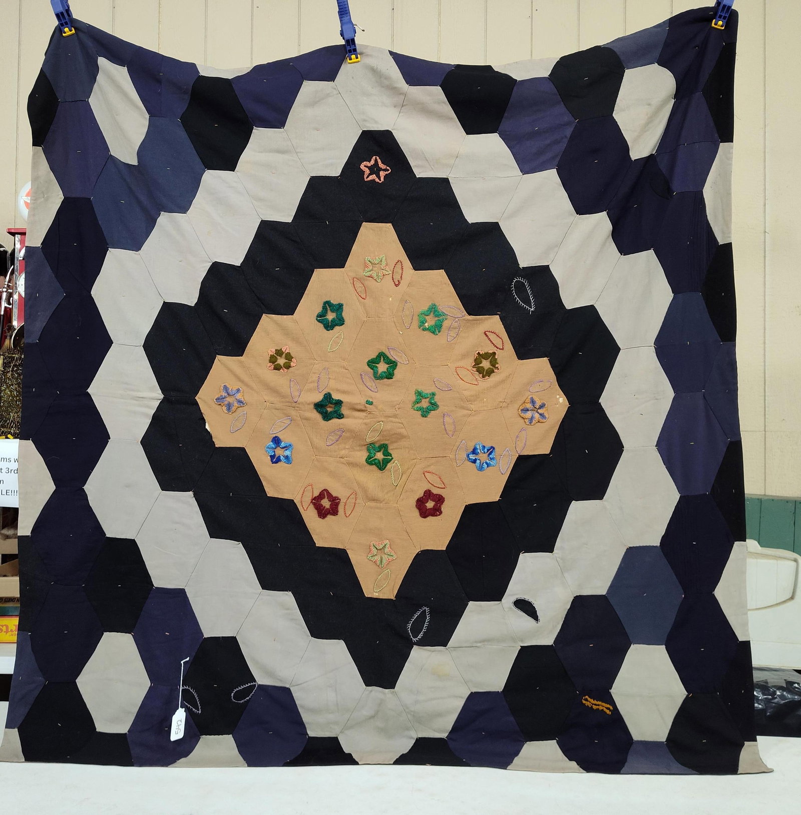 Antique Hexagon & Crazy Patchwork Quilt - 2