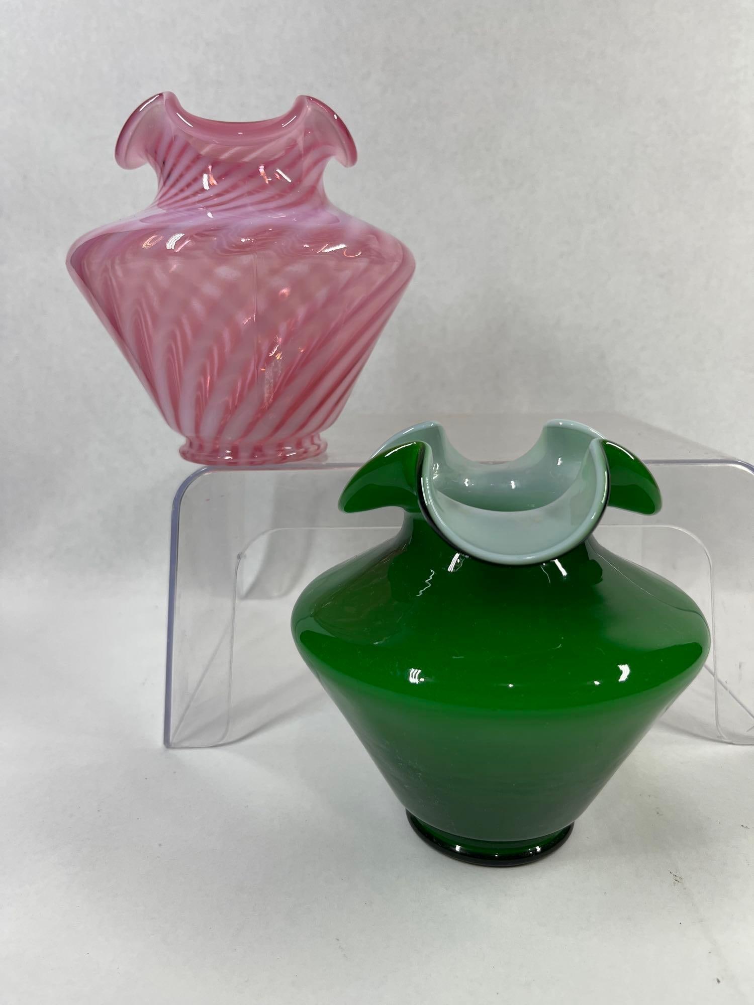 Attributed Fenton Ruffled Cased Vases (1 of 7)