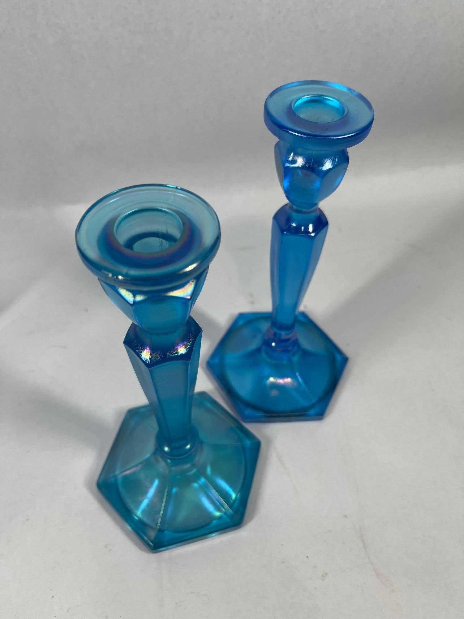 Fenton Celeste Blue Stretch Console Set - 5