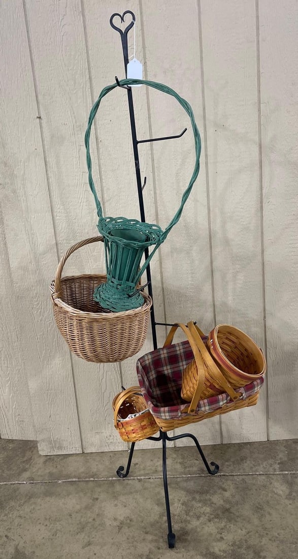 Wrought Iron Basket Stand & 5 Baskets (1 of 6)