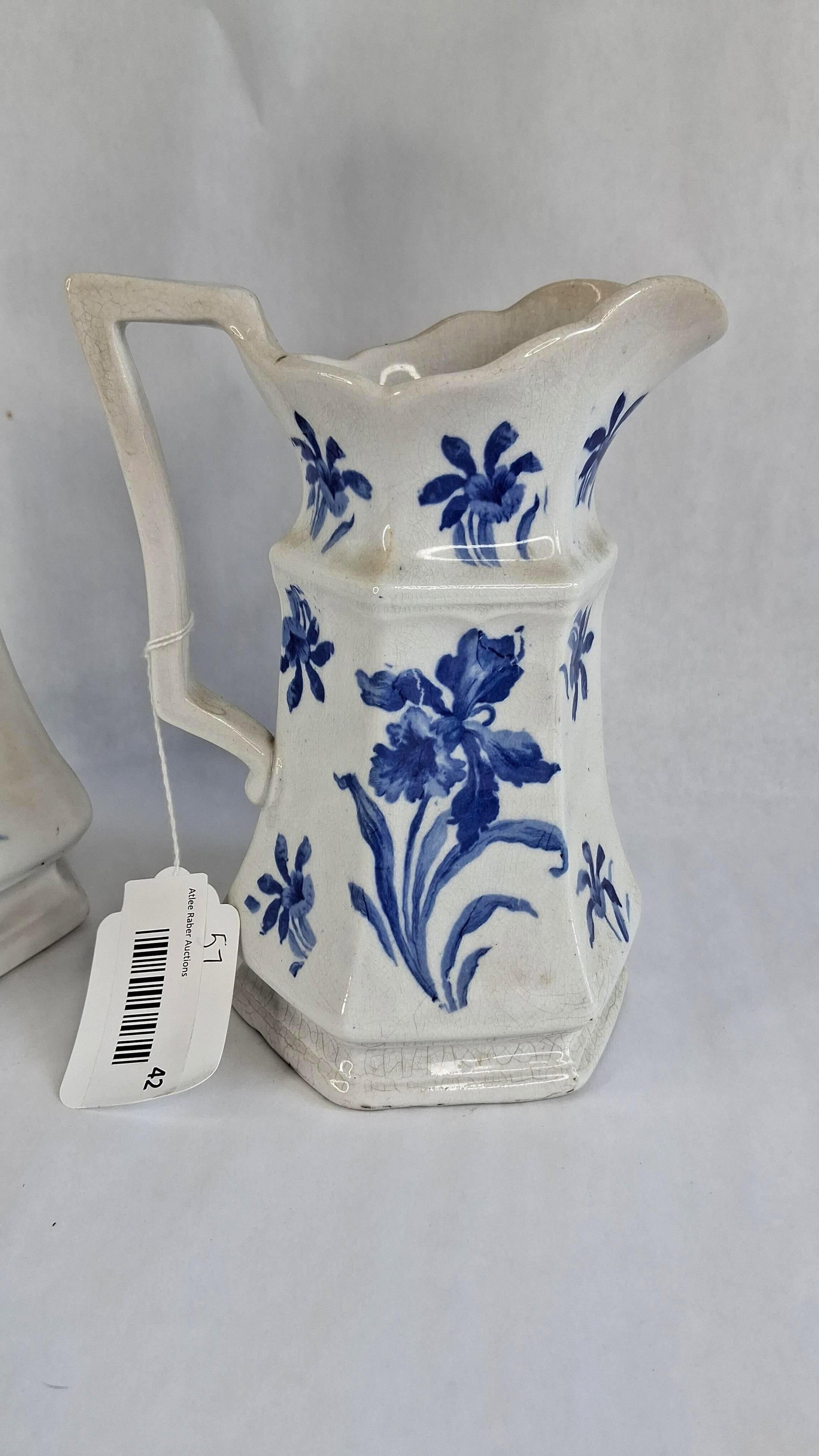 Wheeling Pottery Flow Blue Pitcher Pair - 2