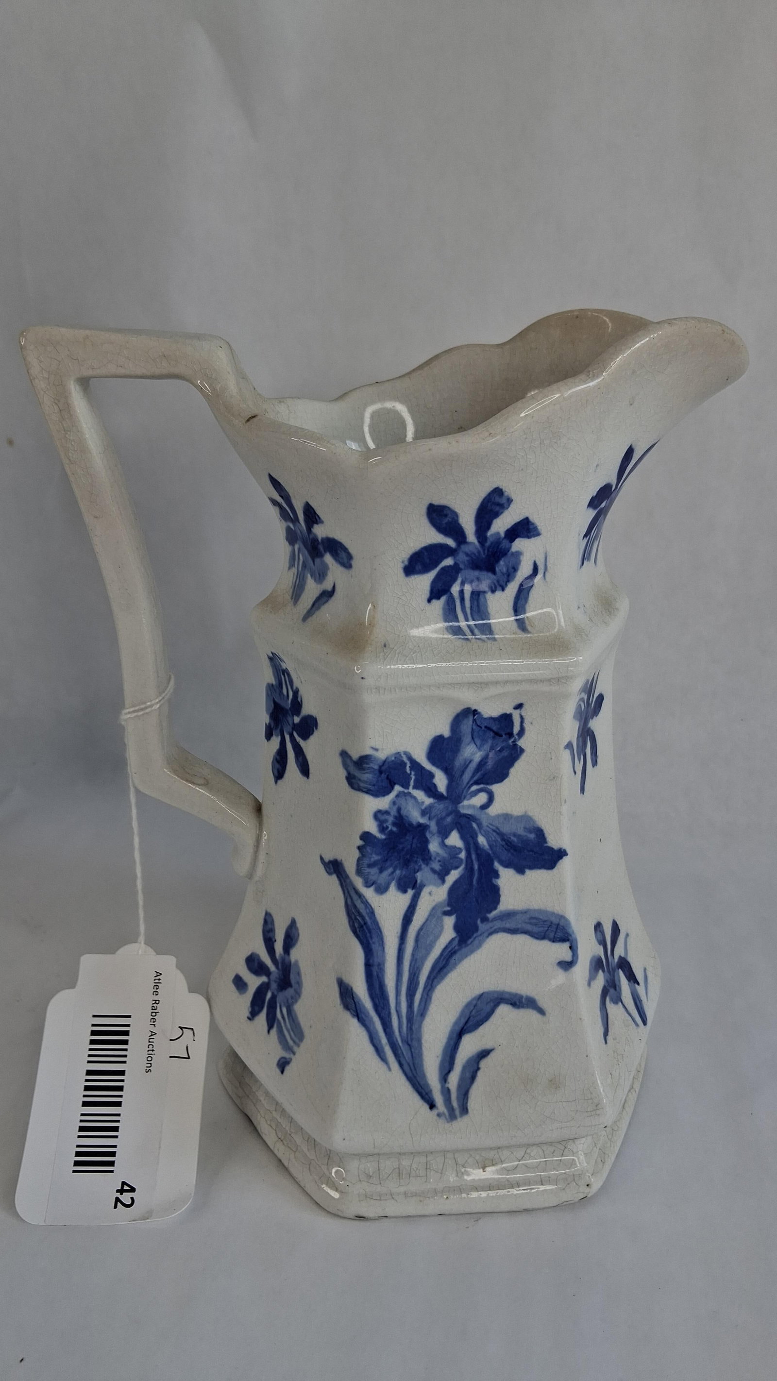 Wheeling Pottery Flow Blue Pitcher Pair - 8