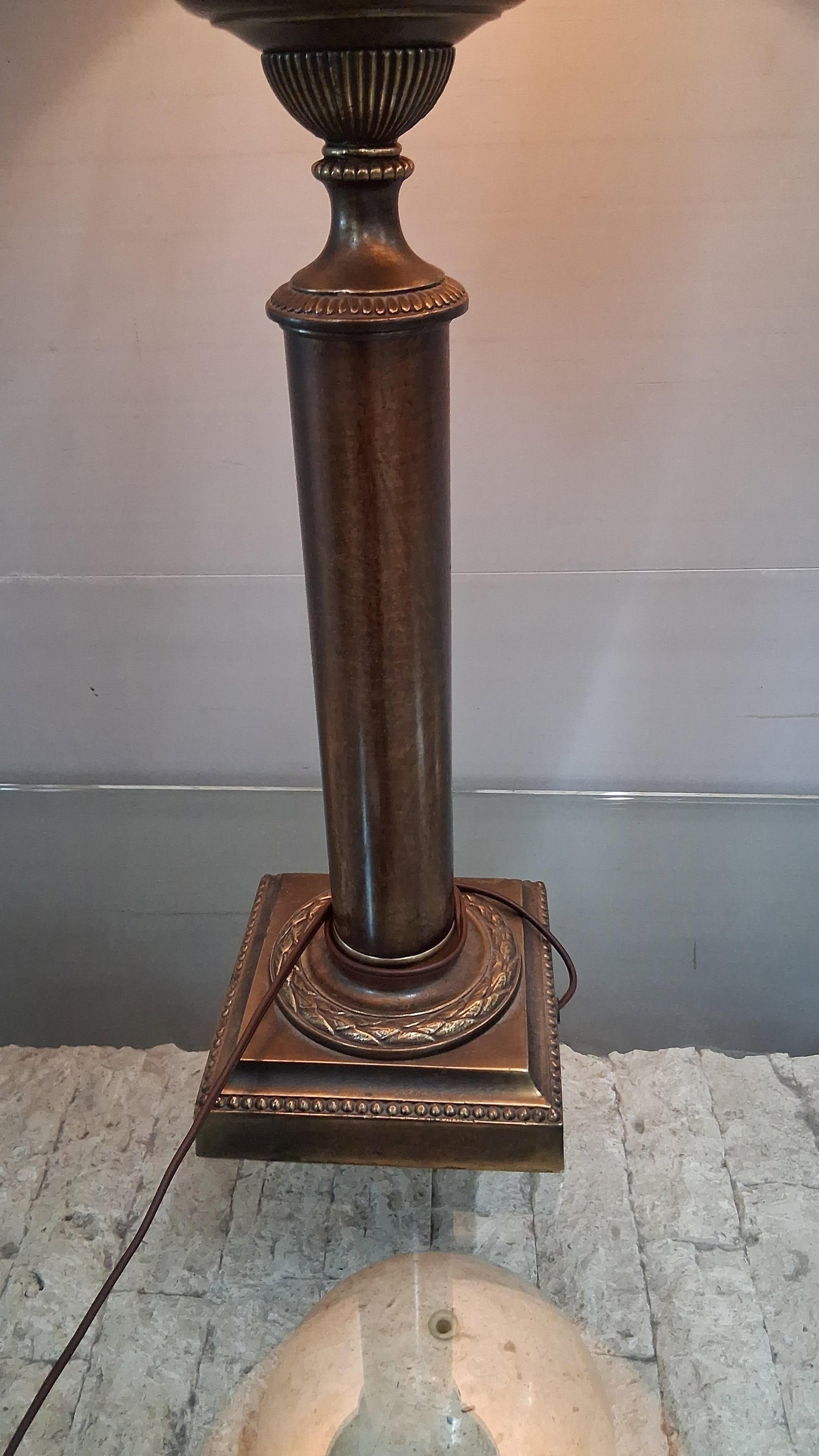 Neoclassical Bronzed Column Table Lamp - 2