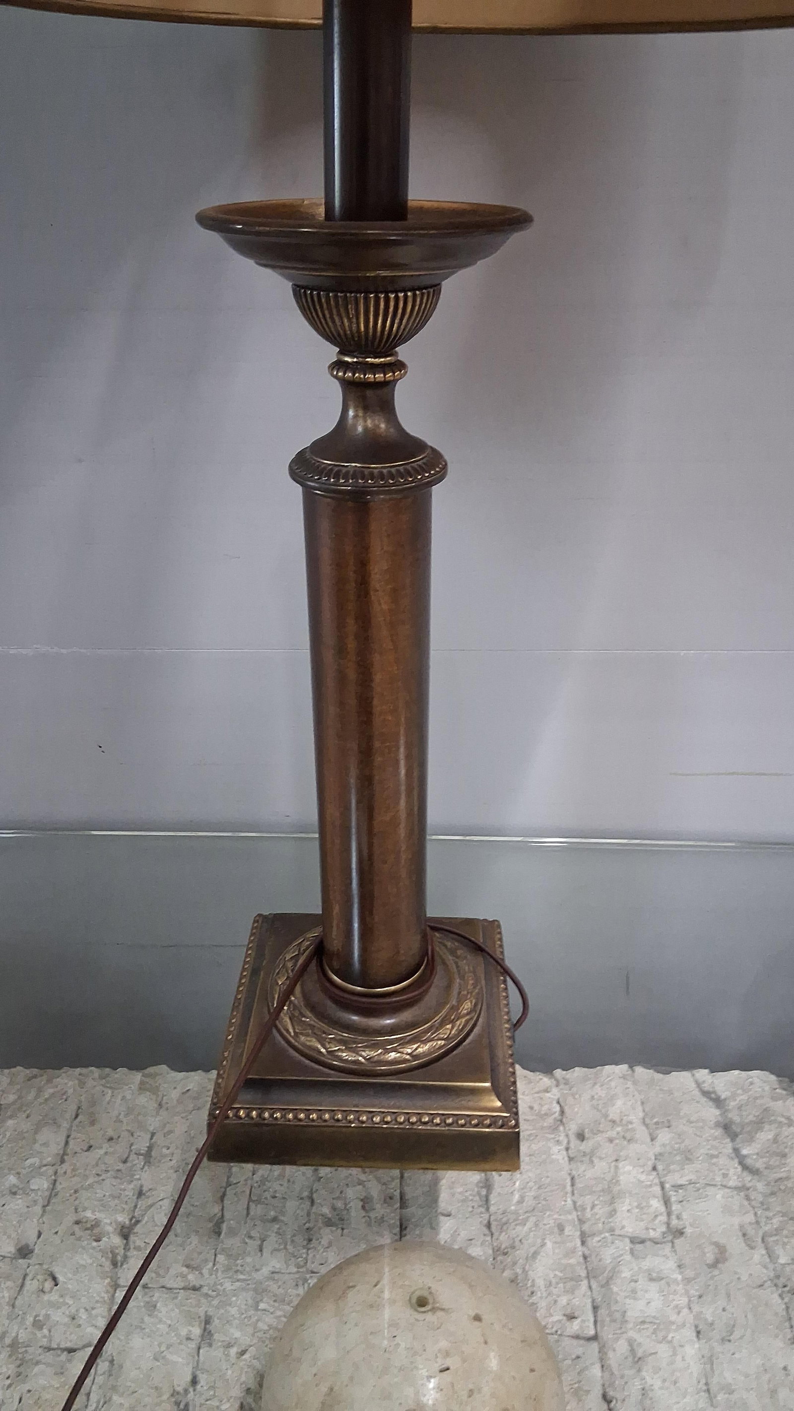 Neoclassical Bronzed Column Table Lamp - 5
