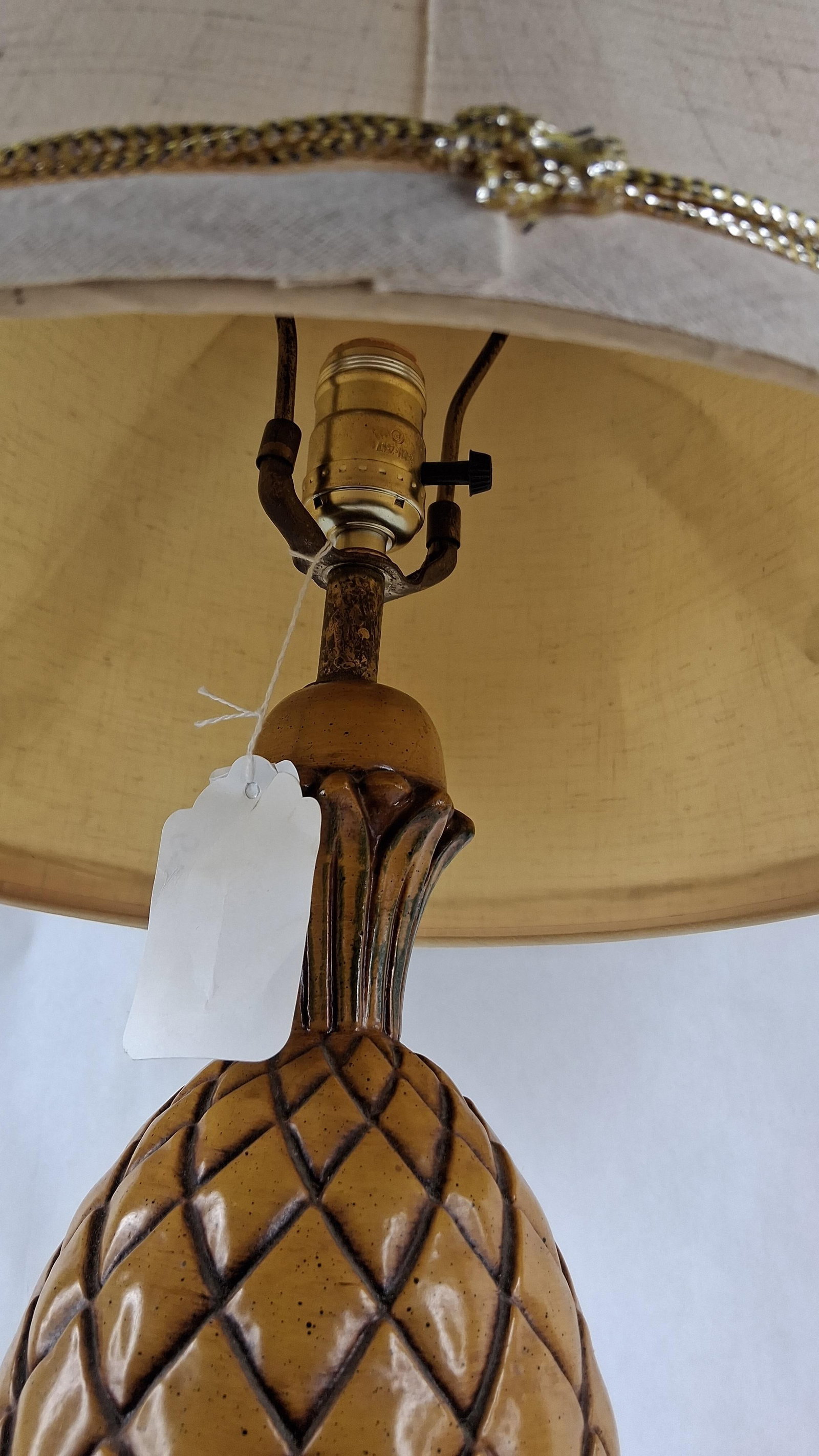 Ceramic Pineapple Lamp w/ Bow Shade - 4