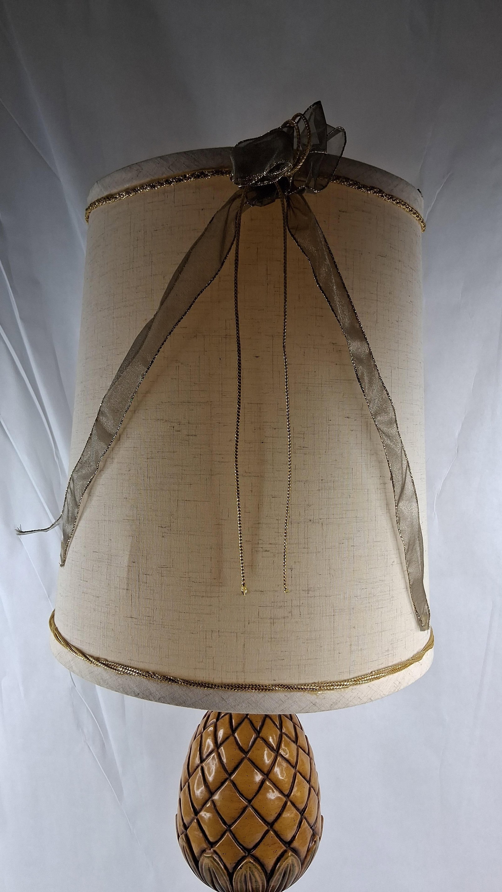 Ceramic Pineapple Lamp w/ Bow Shade - 6