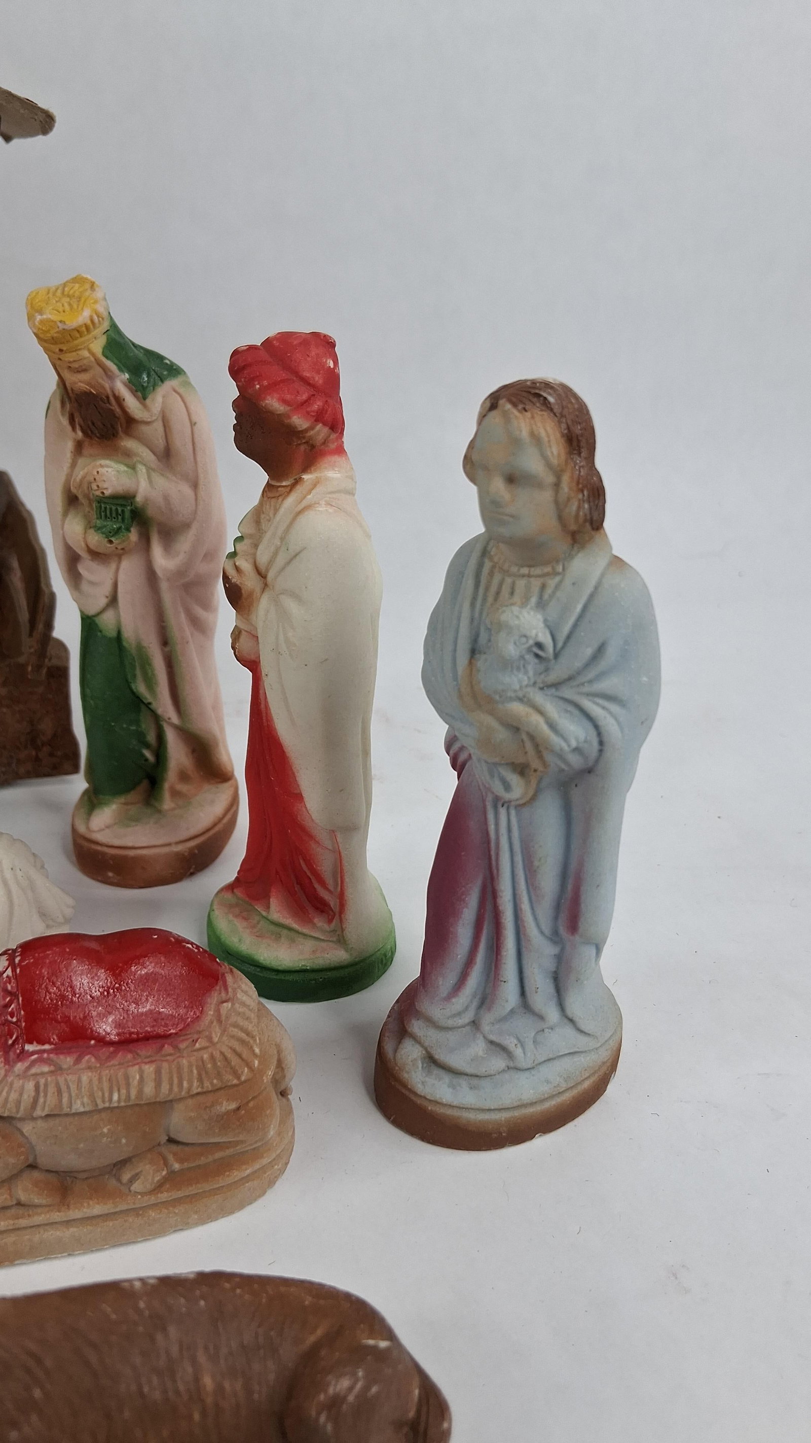 16pc Painted Composition Nativity Set - 7
