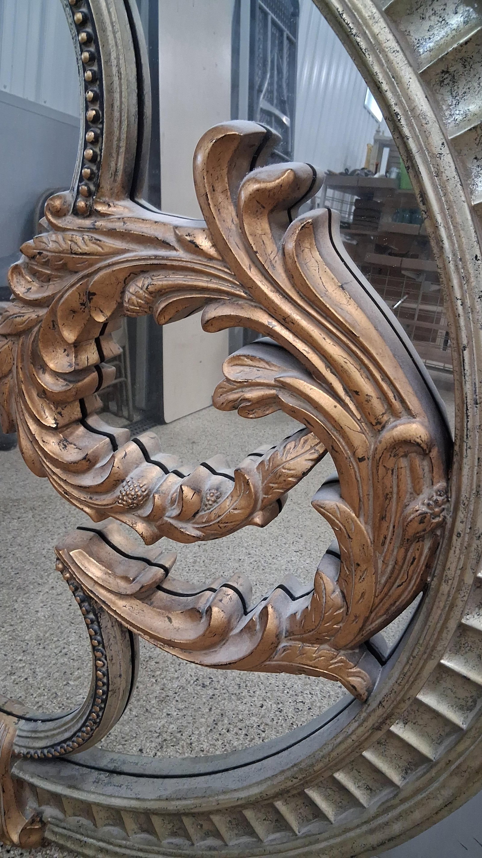 Hollywood Regency Gilt Circular Mirror - 2