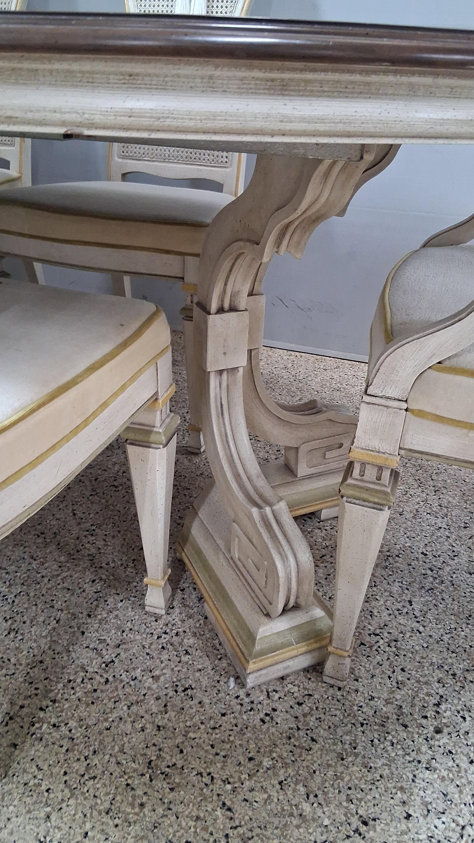 Neoclassical Table & Caned Back Chairs - 3