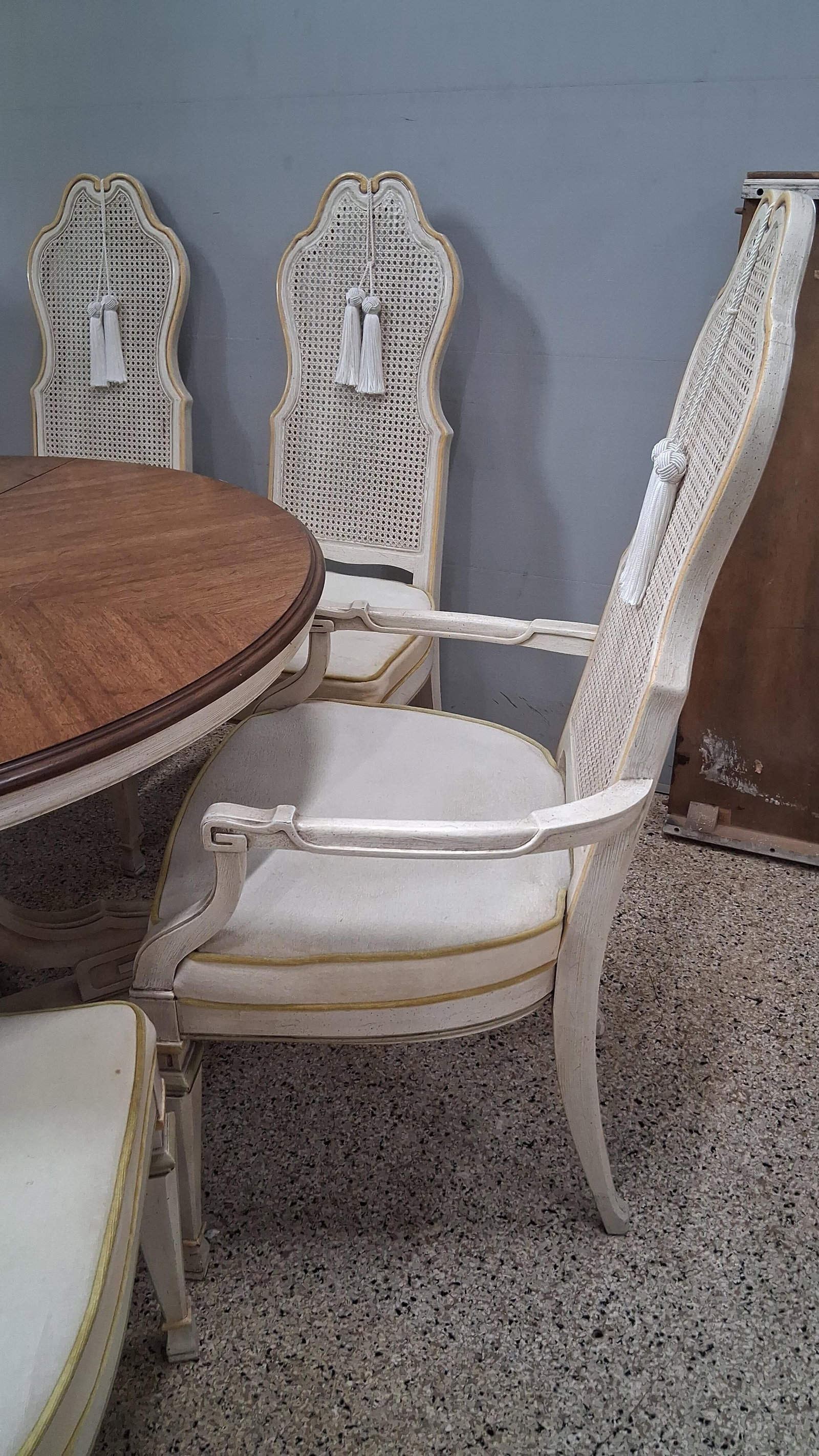 Neoclassical Table & Caned Back Chairs - 6