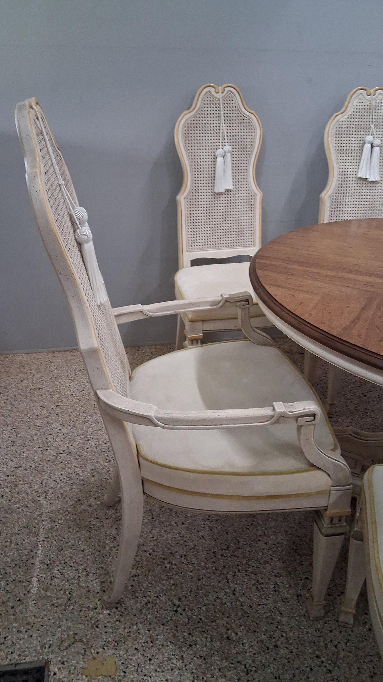 Neoclassical Table & Caned Back Chairs - 7