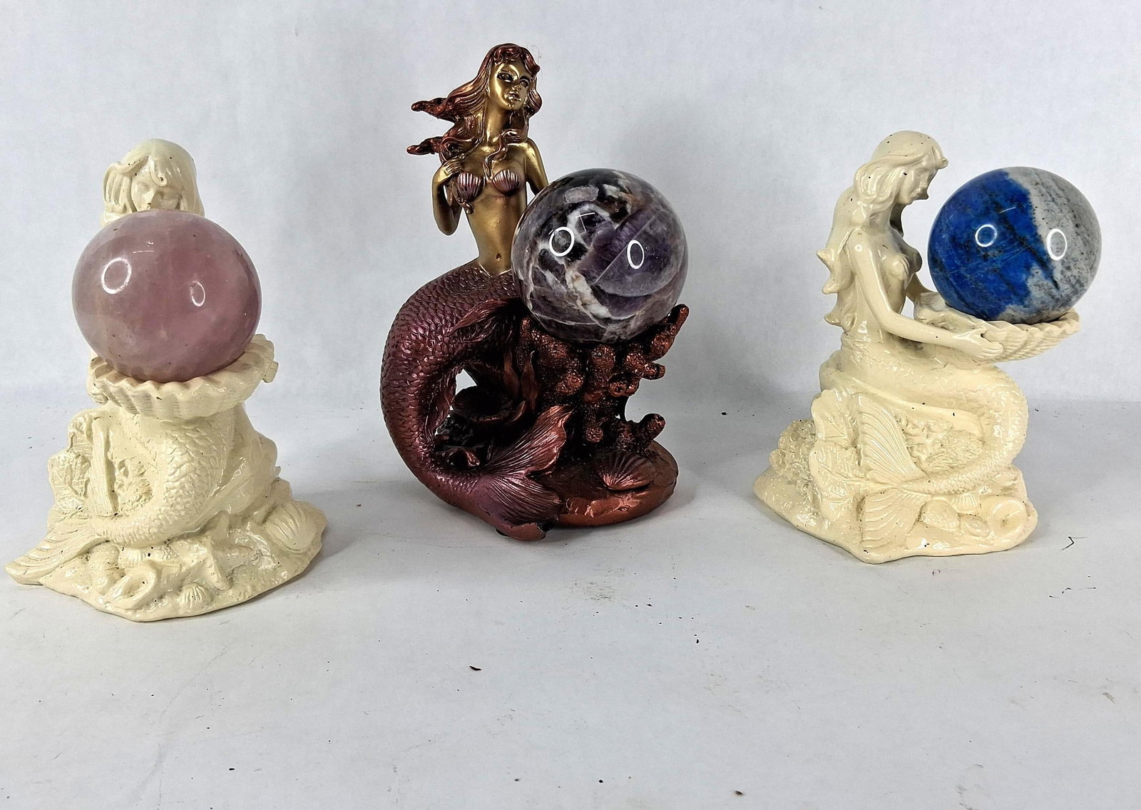3 Resin Mermaid Figurines w/ Gemstones (1 of 9)