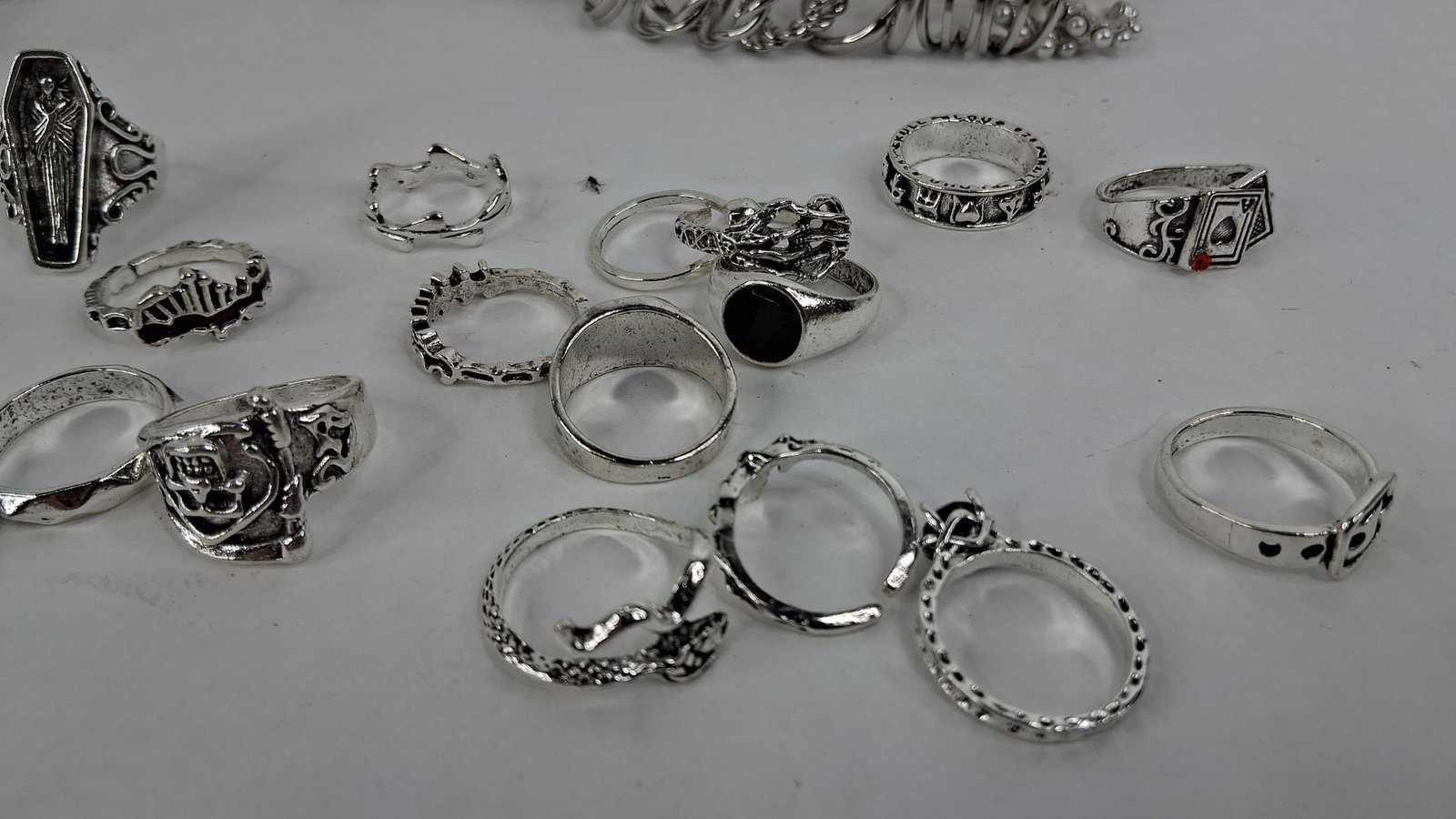 Gothic Silver-Tone Rings & Earring Sets - 4