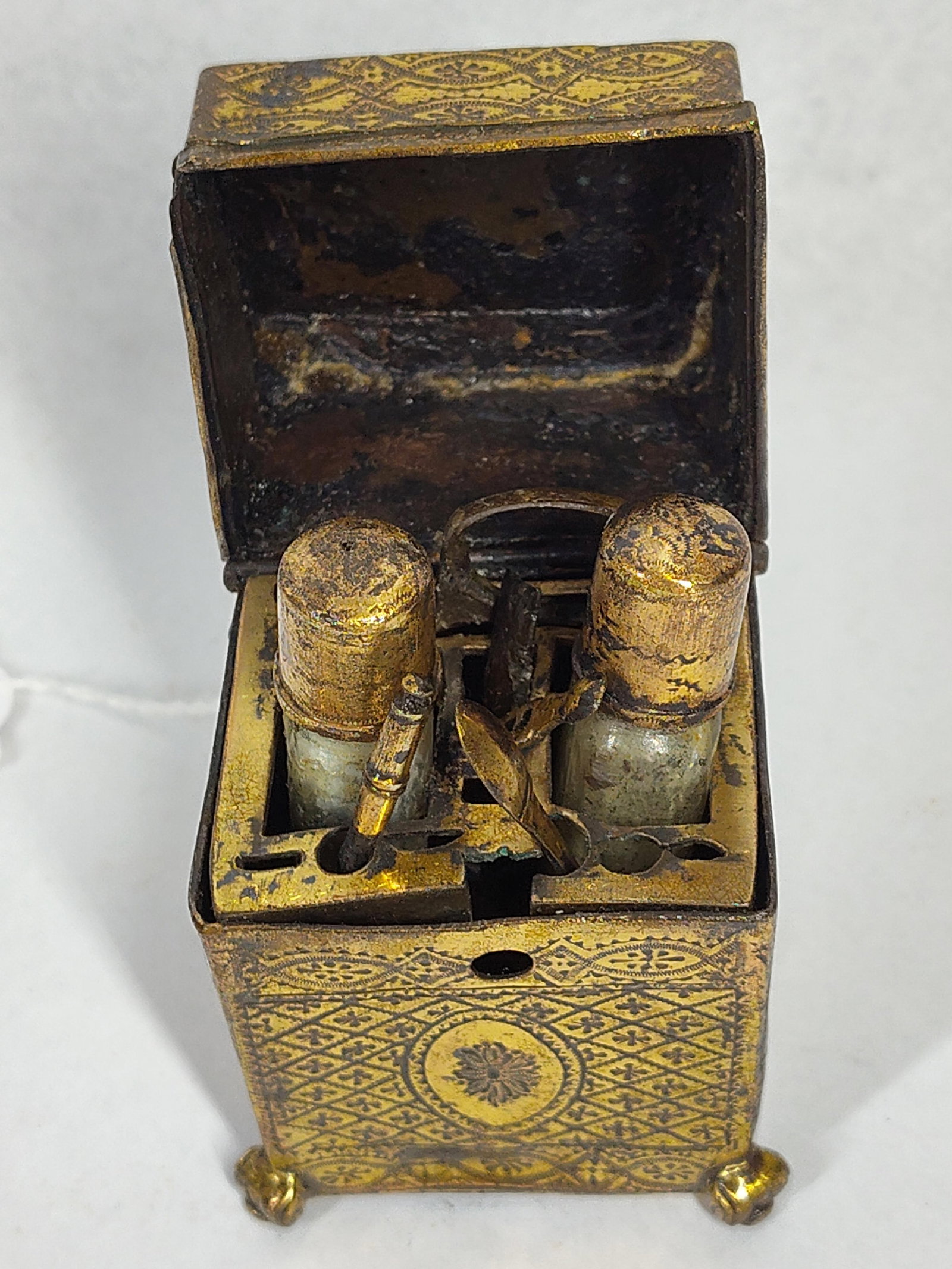 Gilt Brass Necessaire w/ Glass & Tools (1 of 4)