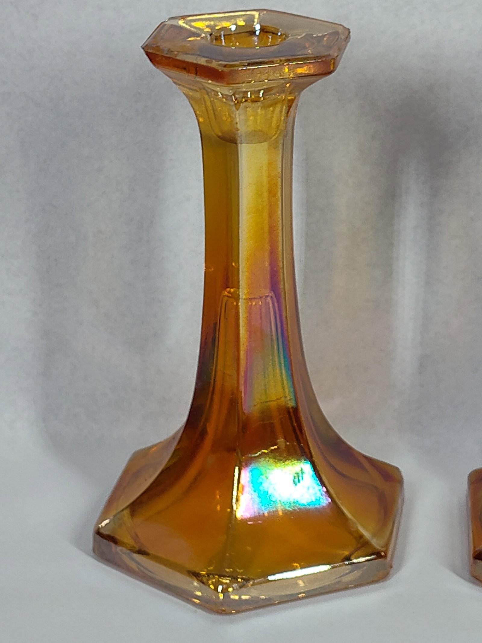 Pair Marigold Carnival Candlesticks - 2