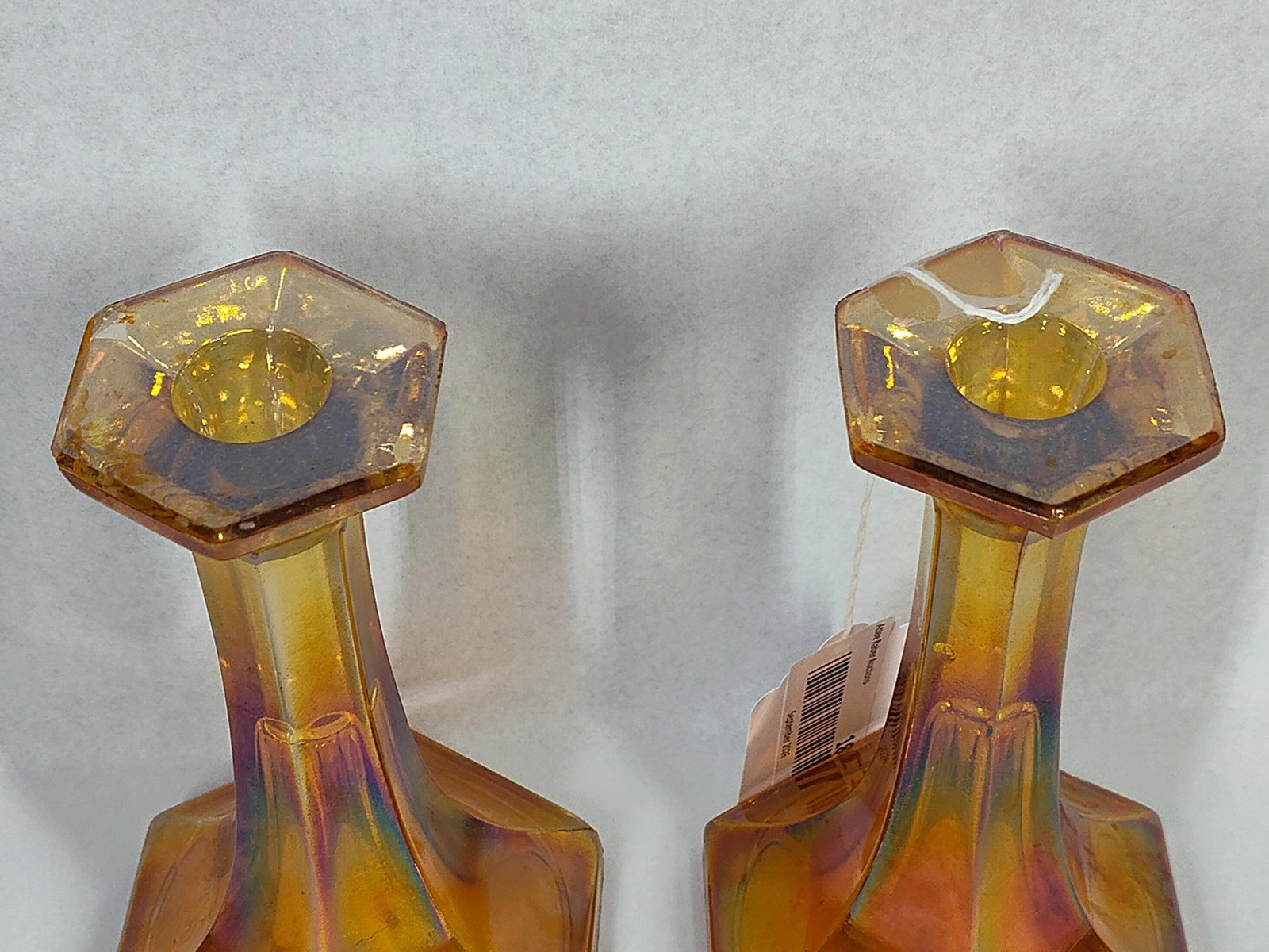 Pair Marigold Carnival Candlesticks - 3