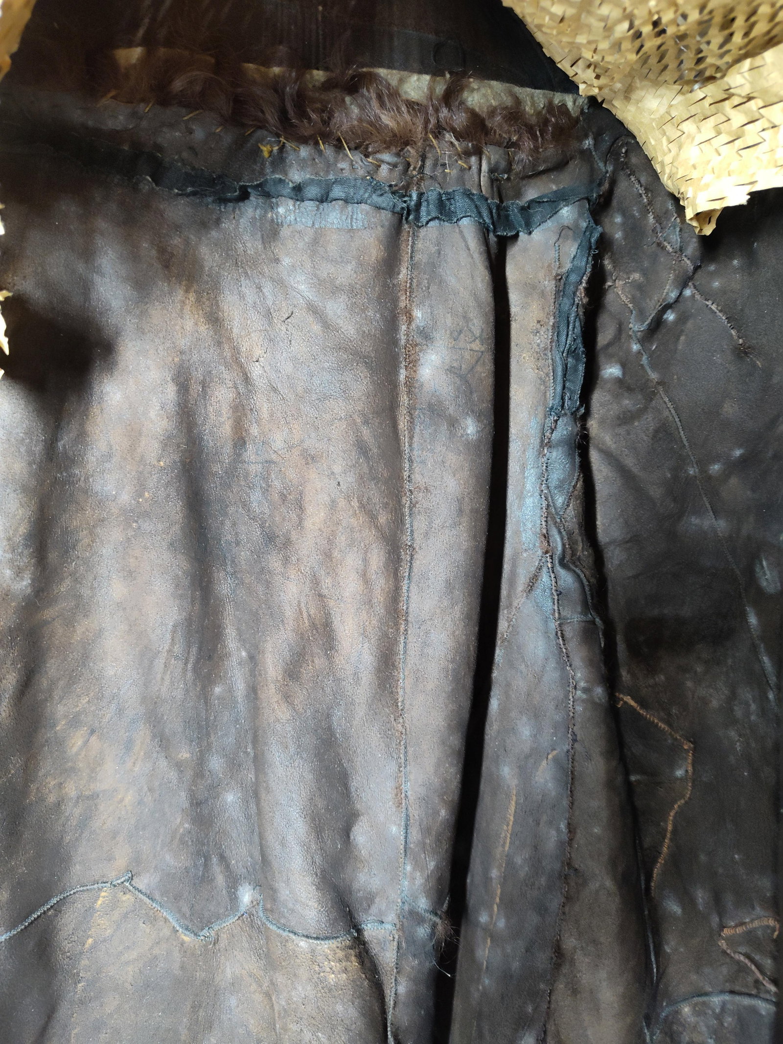 19th C. Hand Stitched Bison Hide Coat - 7