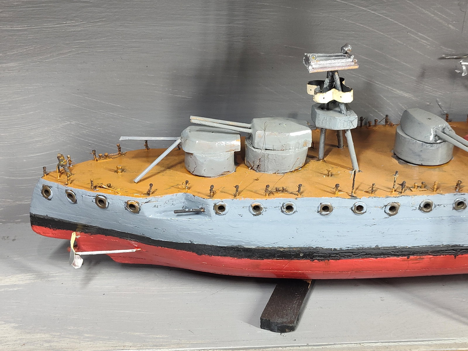 Scratch-Built Folk Art Battleship Model - 2