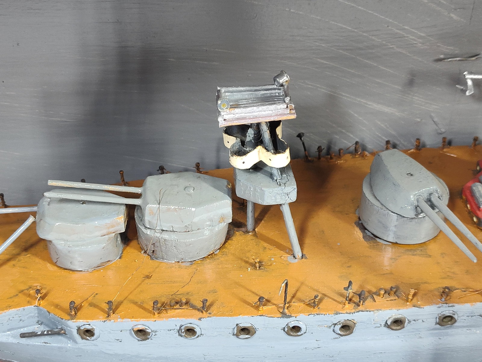 Scratch-Built Folk Art Battleship Model - 3