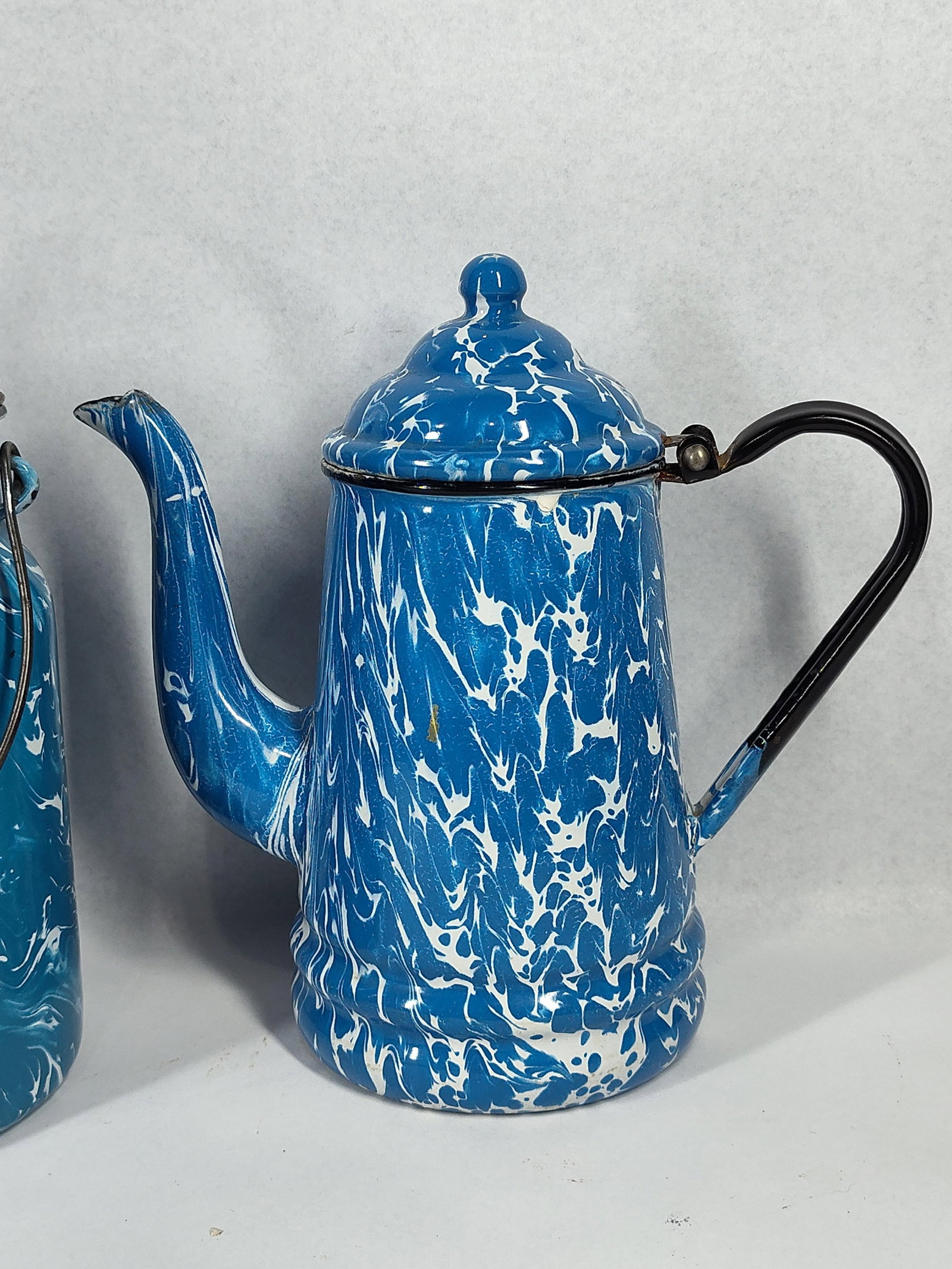 Trio Blue Mottled Agate Enamelware - 2