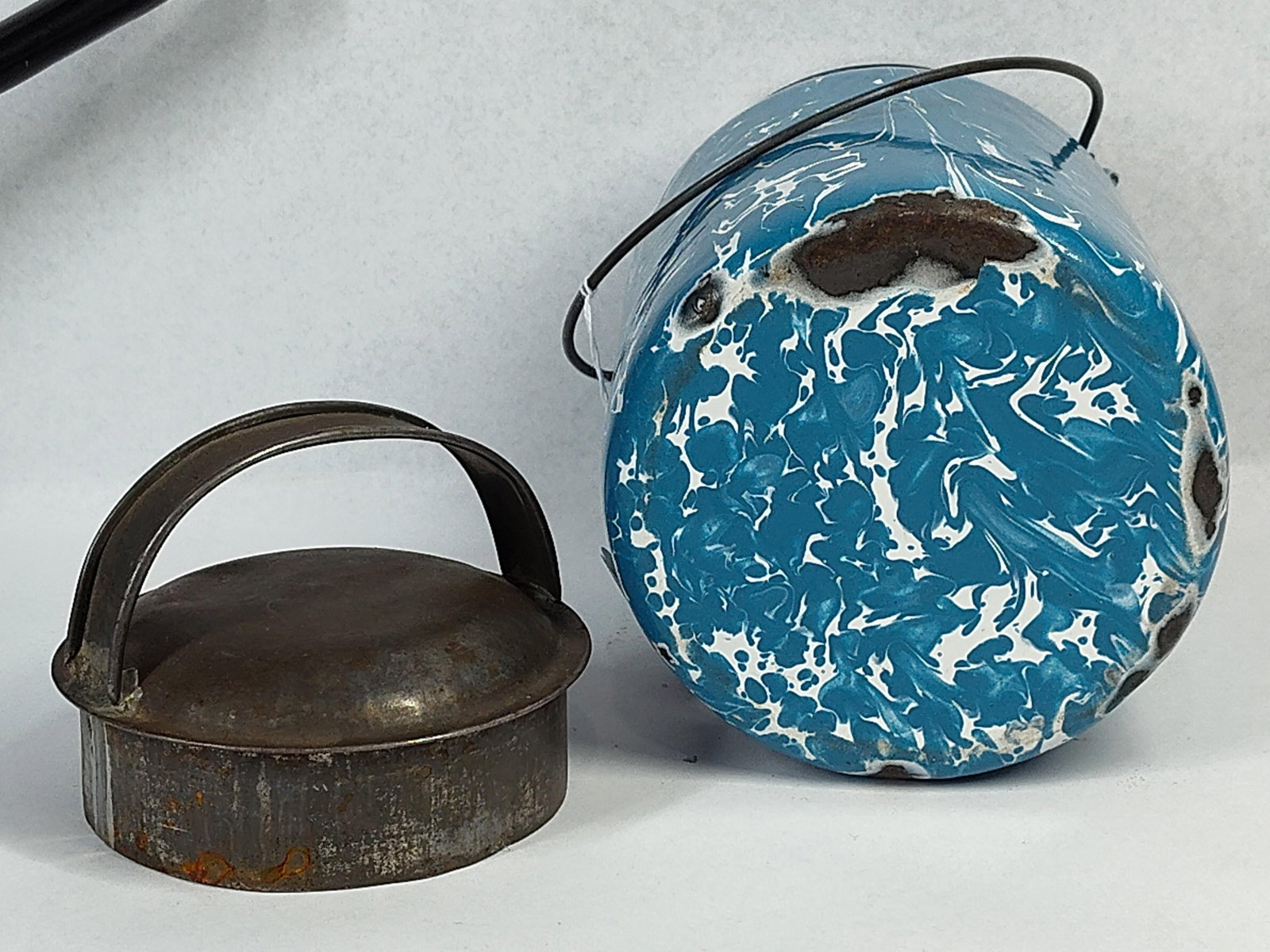 Trio Blue Mottled Agate Enamelware - 7