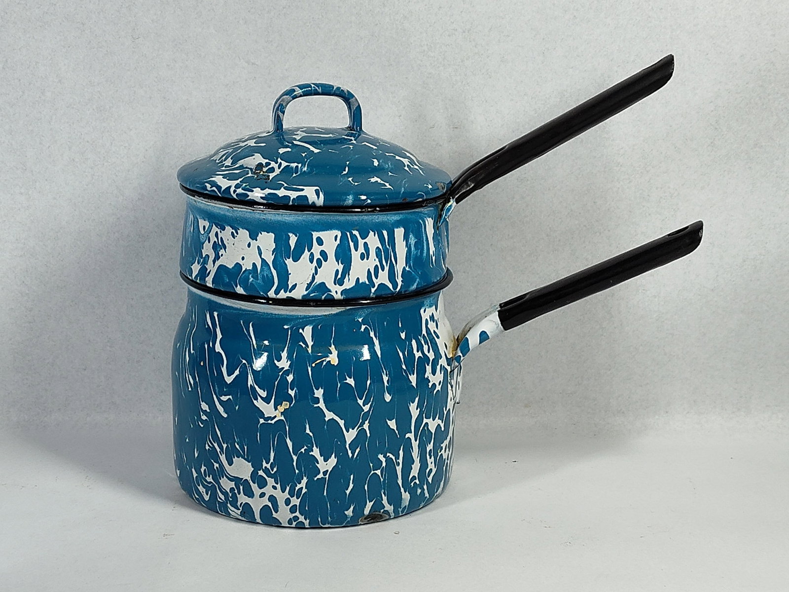 Trio Blue Mottled Agate Enamelware - 8