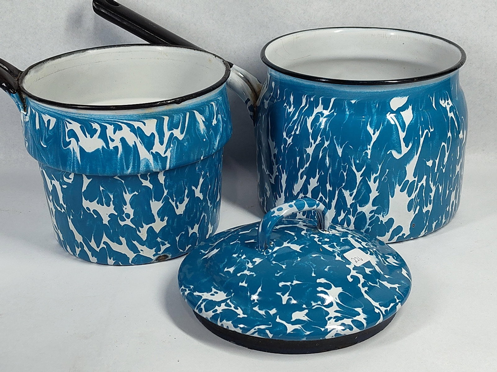 Trio Blue Mottled Agate Enamelware - 9