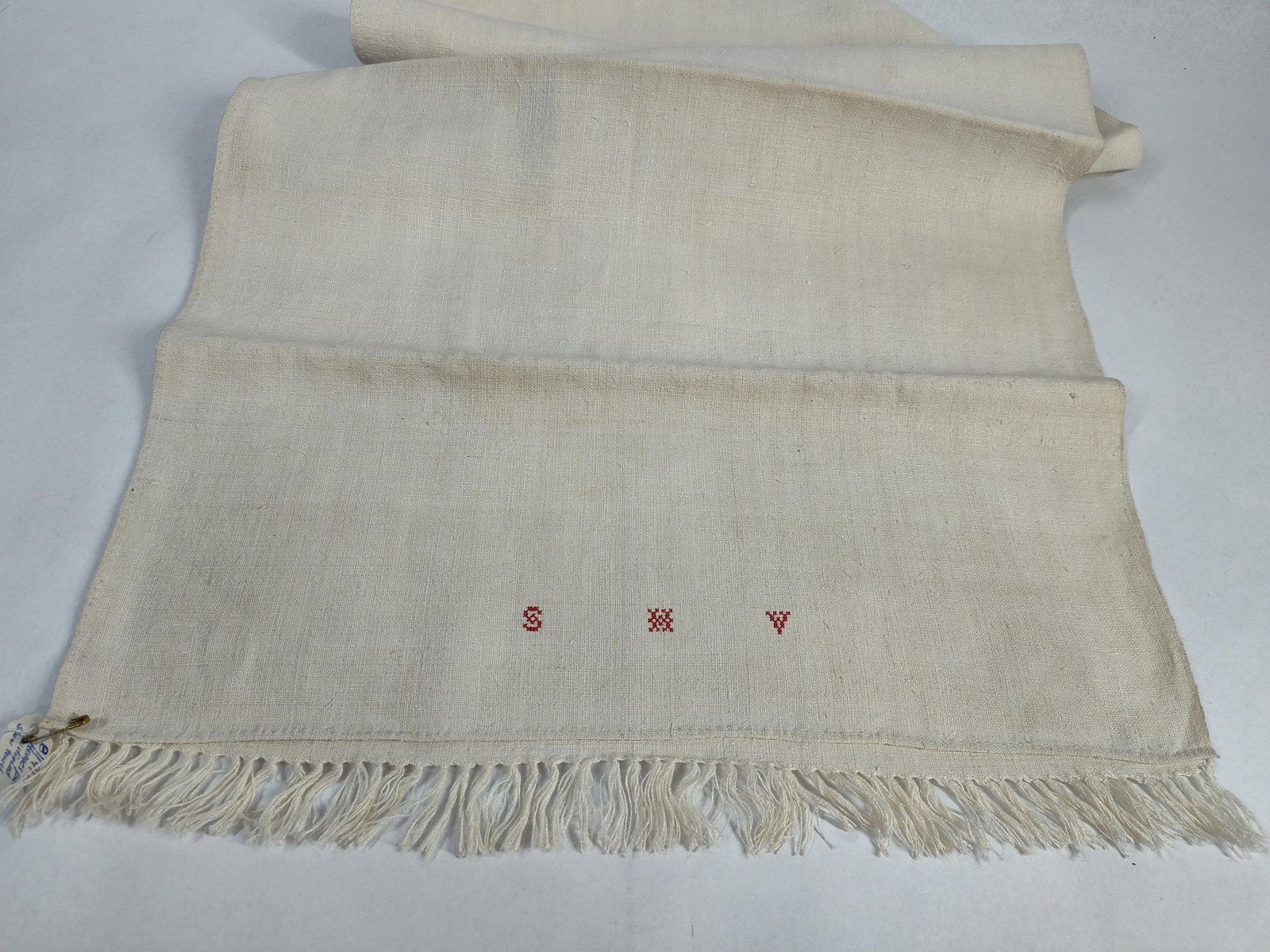 Pair 19th C. Redwork Linen Textiles - 2