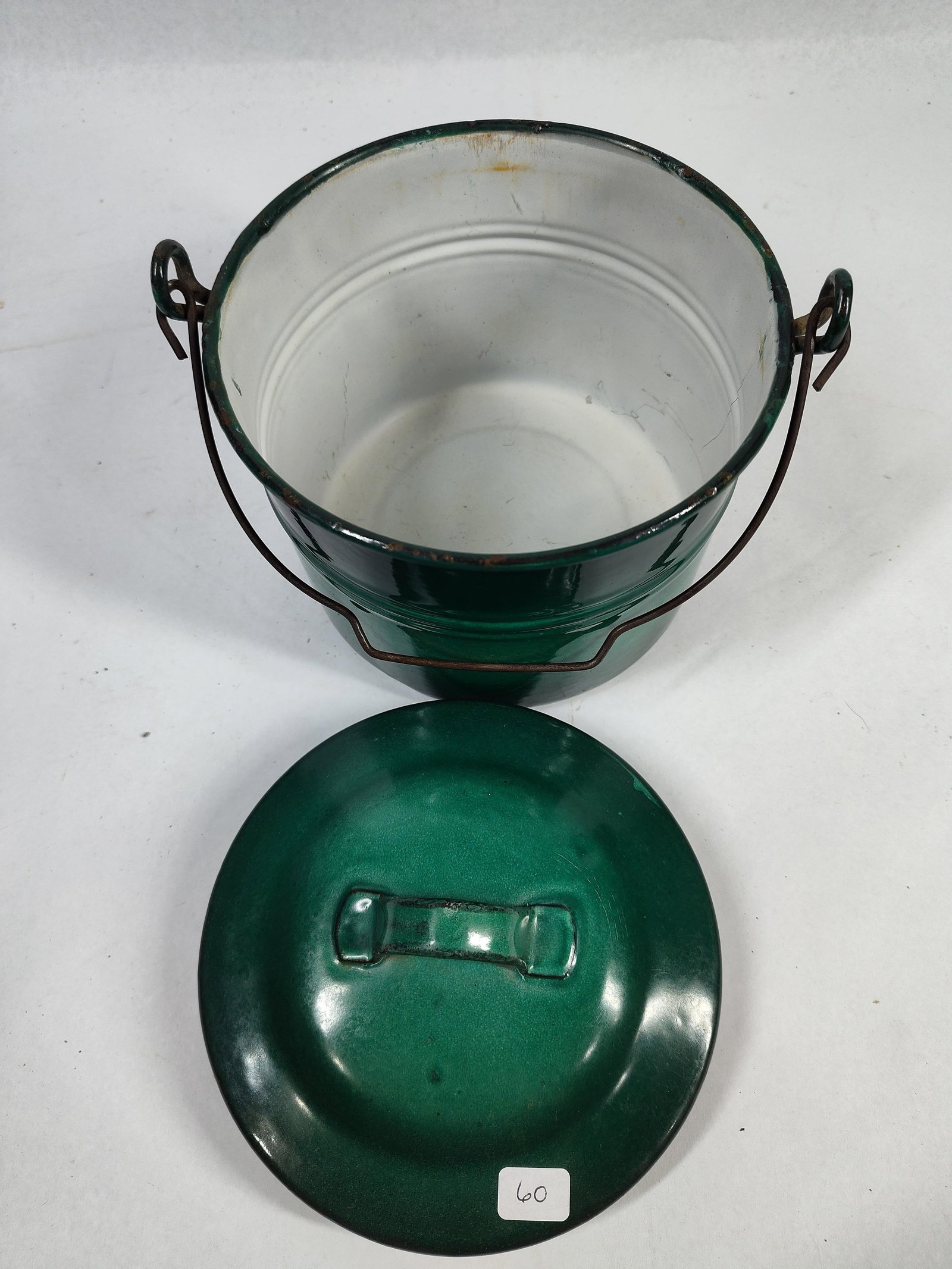 Pair Shamrock Ware Green Enamelware - 7