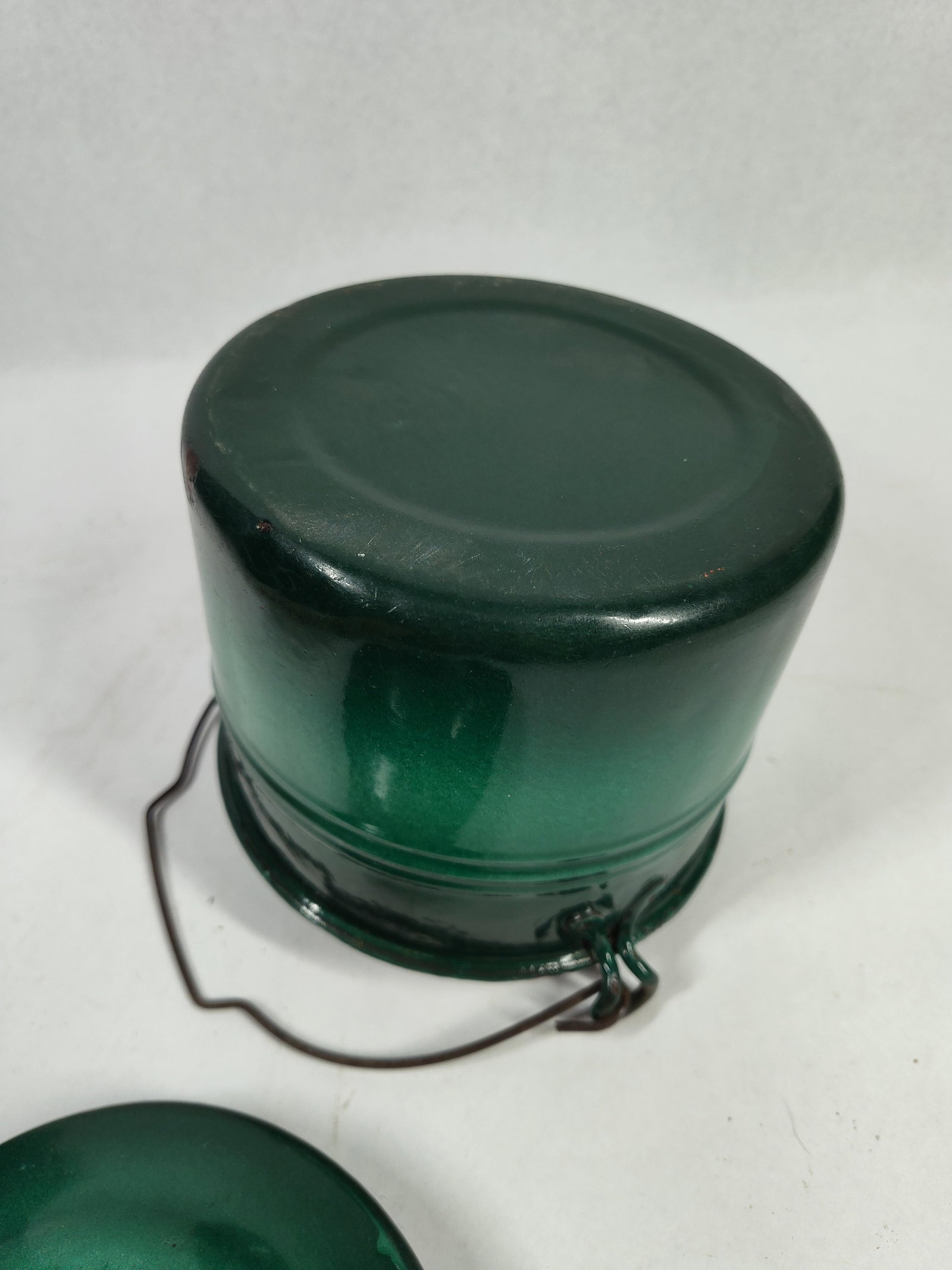 Pair Shamrock Ware Green Enamelware - 8