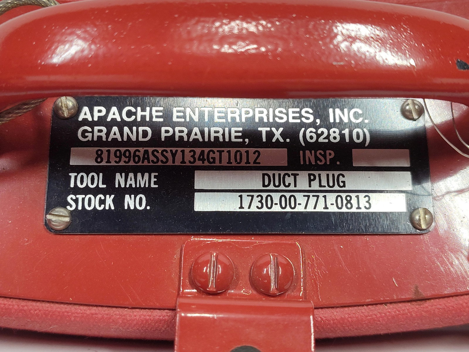 Apache US Military Engine Duct Plug - 2