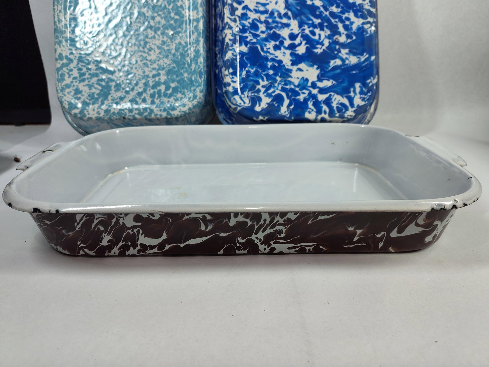 Set 4 Marbled Graniteware Roasting Pans - 3