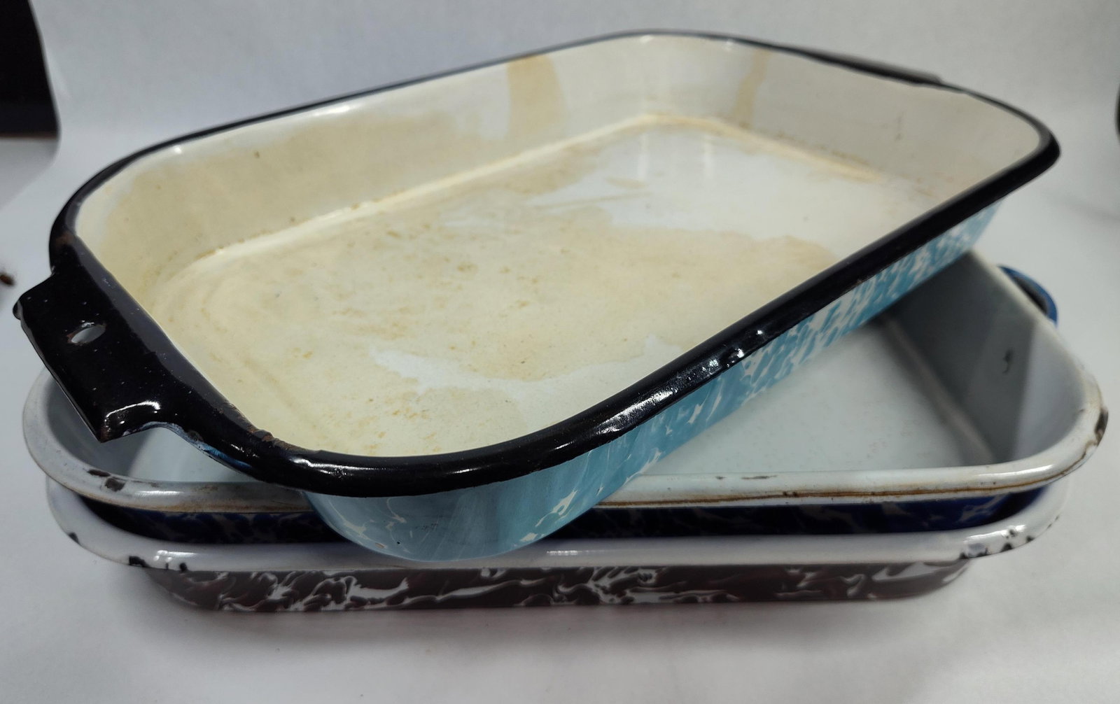 Set 4 Marbled Graniteware Roasting Pans - 5