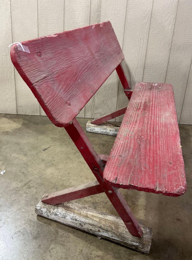 Primitive Red X-Frame Log Runner Bench - 2
