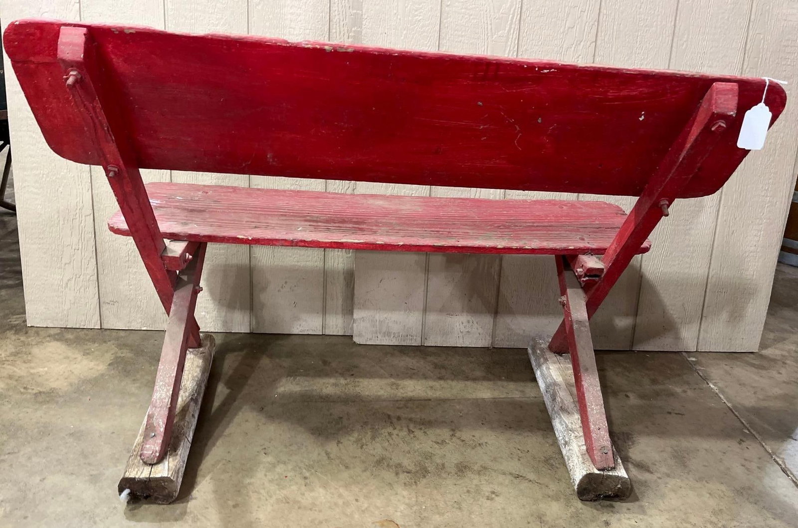Primitive Red X-Frame Log Runner Bench - 3
