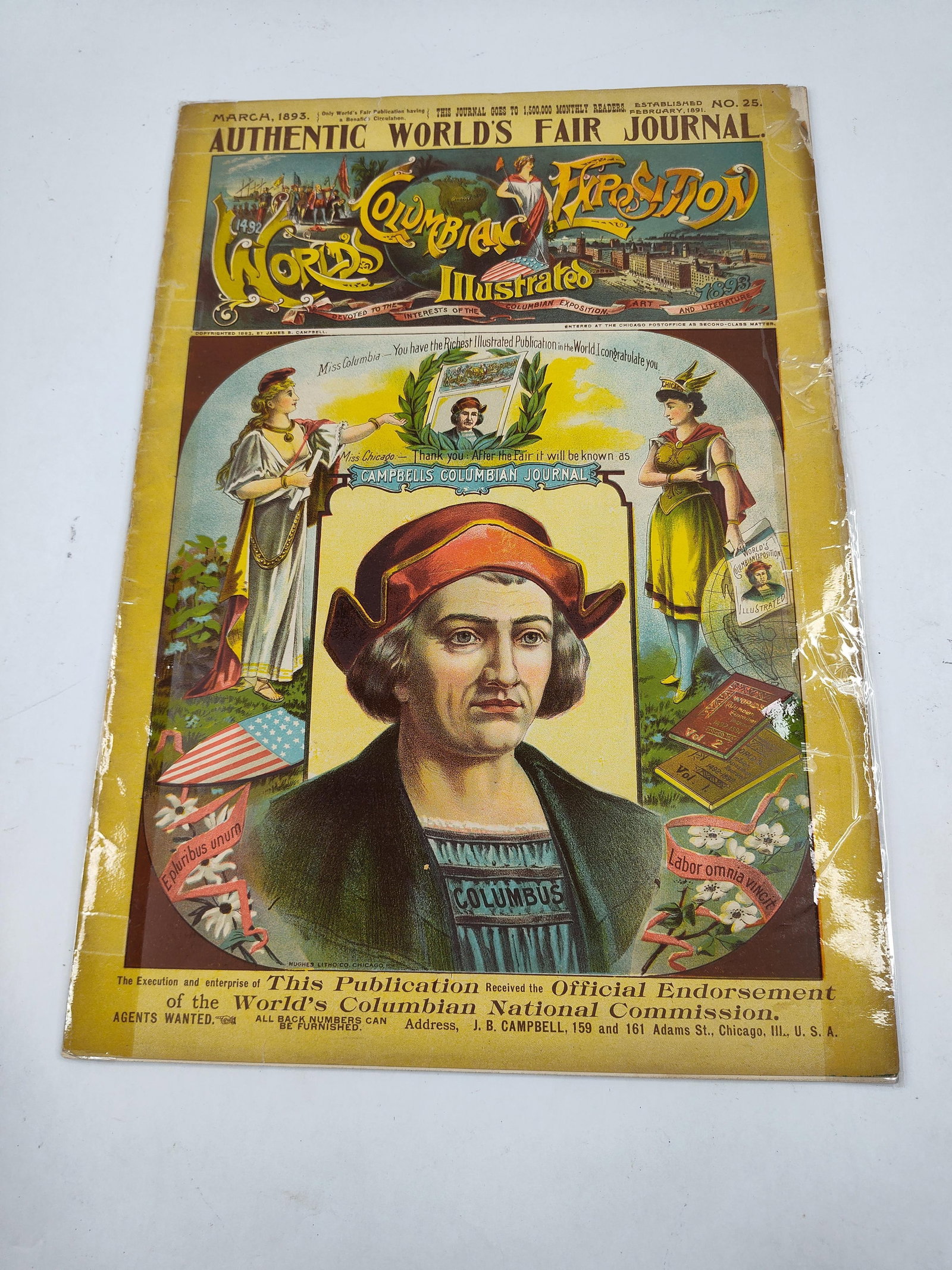 Campbell, World's Columbian Illus 1893: This is a single issue of the folio-formatted periodical World's Columbian Exposition Illustrated, dated March 1893 (Vol. III, No. 1, Whole No. 25). Published by J. B. Campbell in Chicago, the