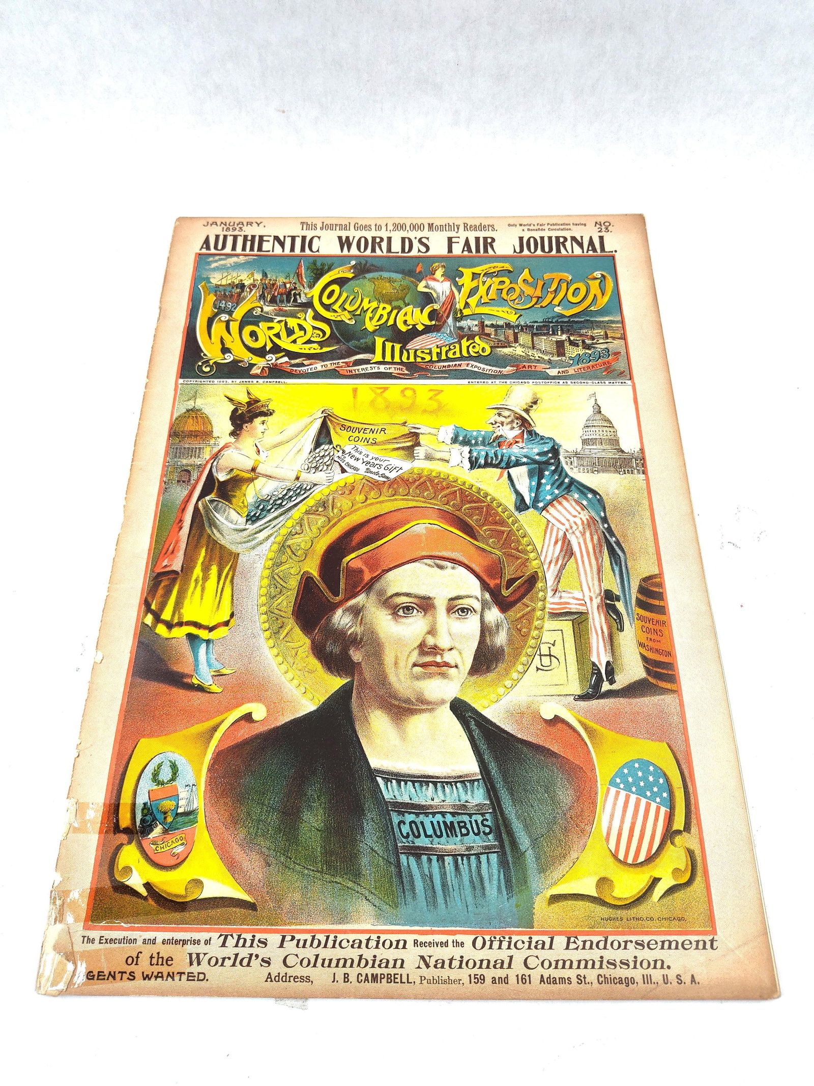 Campbell, Columbian Expo Journal, 1893: A single issue of the Authentic World's Fair Journal: World's Columbian Exposition Illustrated, published by J. B. Campbell in Chicago. Dated January 1893, this periodical is designated as Vol. II,