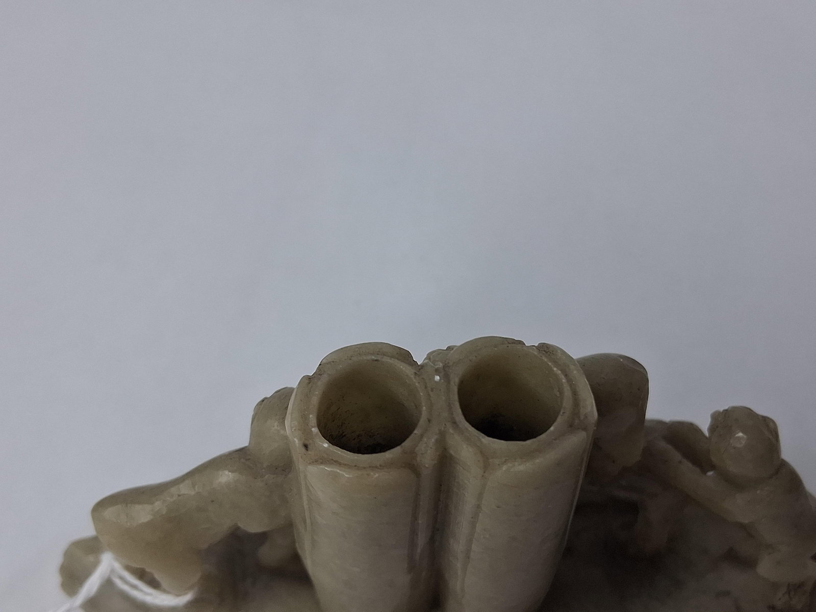 Chinese Soapstone 5 Monkey Brush Pot - 4