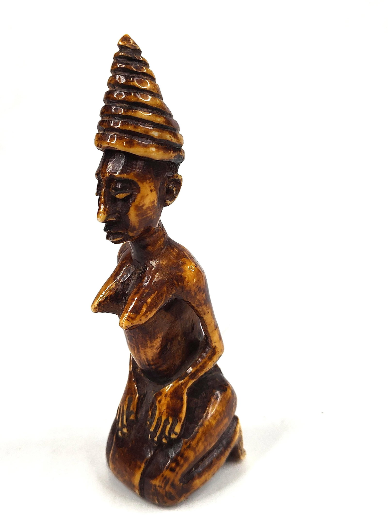 Central African Bone Kneeling Figure - 2
