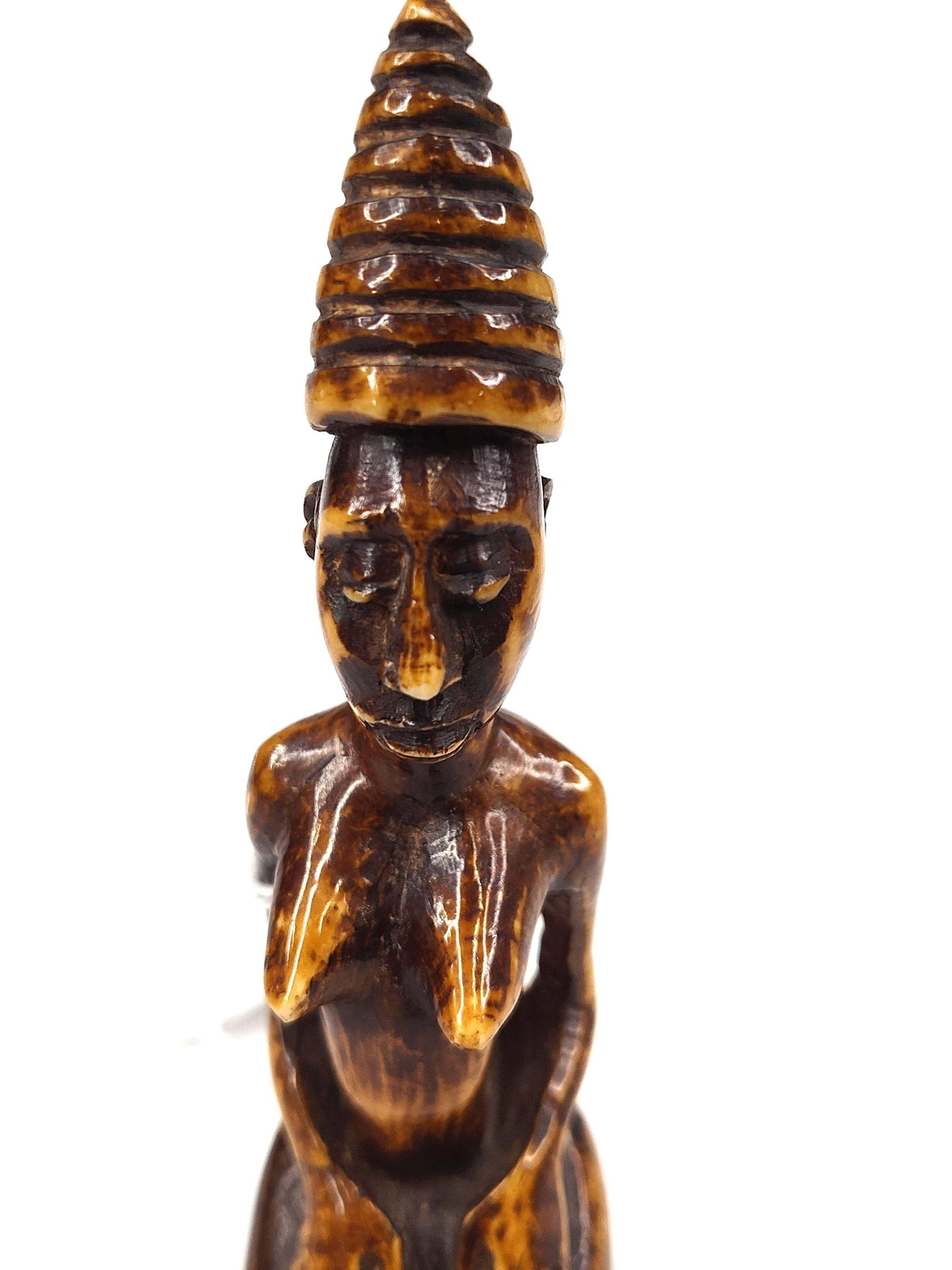 Central African Bone Kneeling Figure - 5