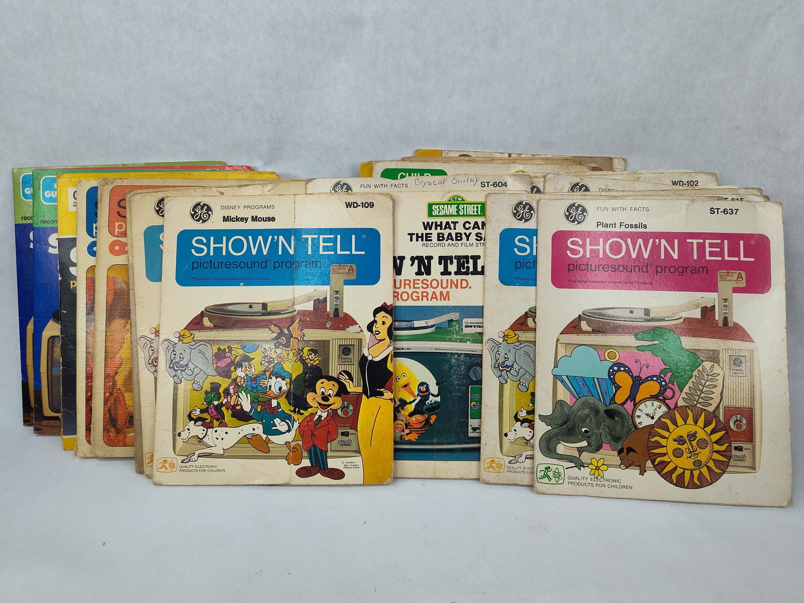 General Electric Show N Tell Records: A collection of approximately 25 Show N Tell picturesound programs, primarily manufactured by General Electric (GE), with additional titles from Gabriel and Child Guidance. Each program consists of a