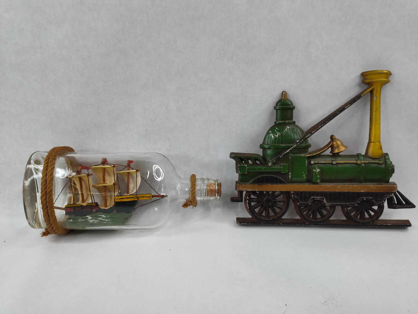 1969 Sexton Locomotive & Ship in Bottle (1 of 5)